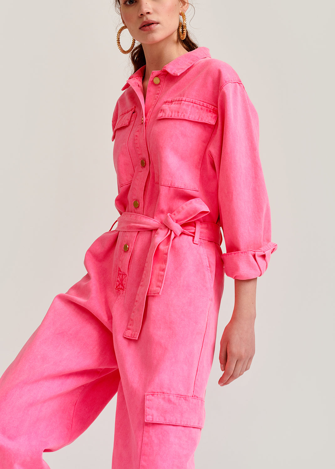 Neon pink denim jumpsuit RE—SSENTIEL | Essentiel second hand