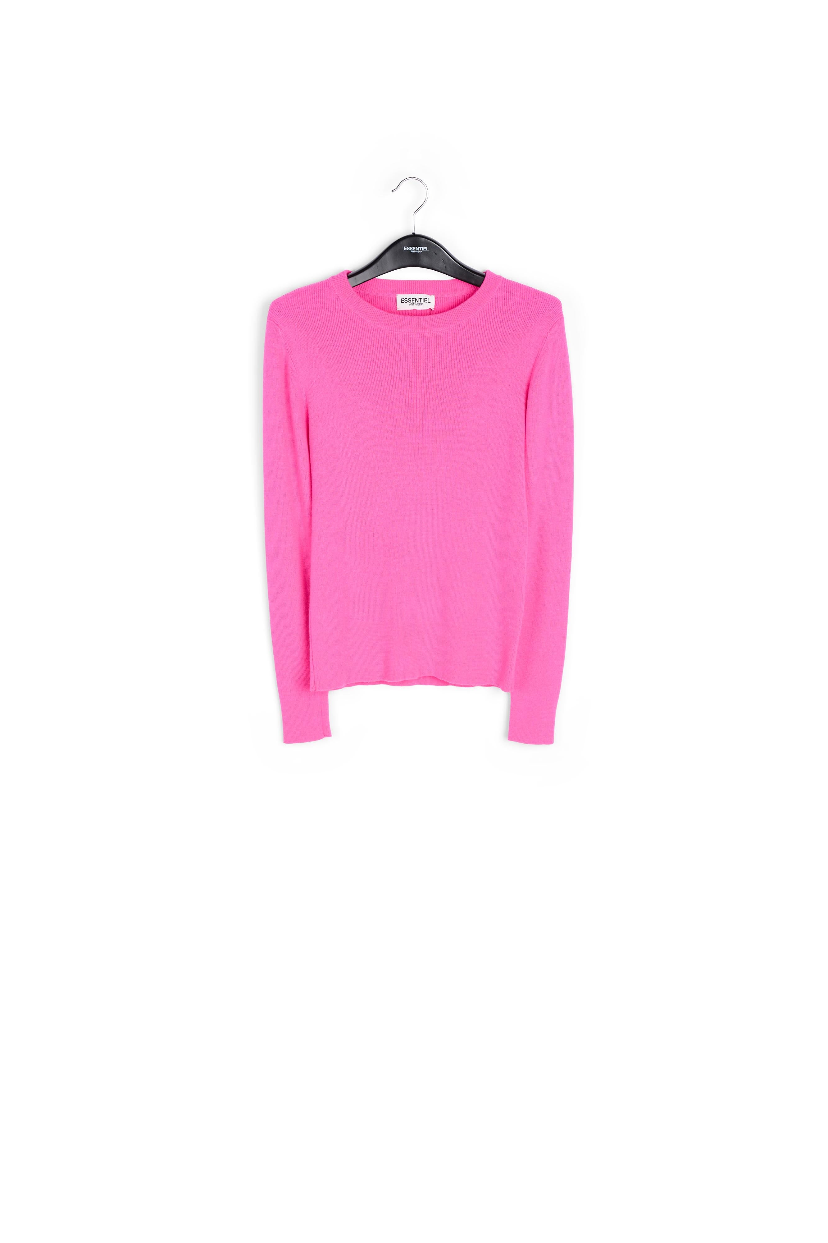 Neon pink rib-knitted sweater RE—SSENTIEL | Essentiel second hand