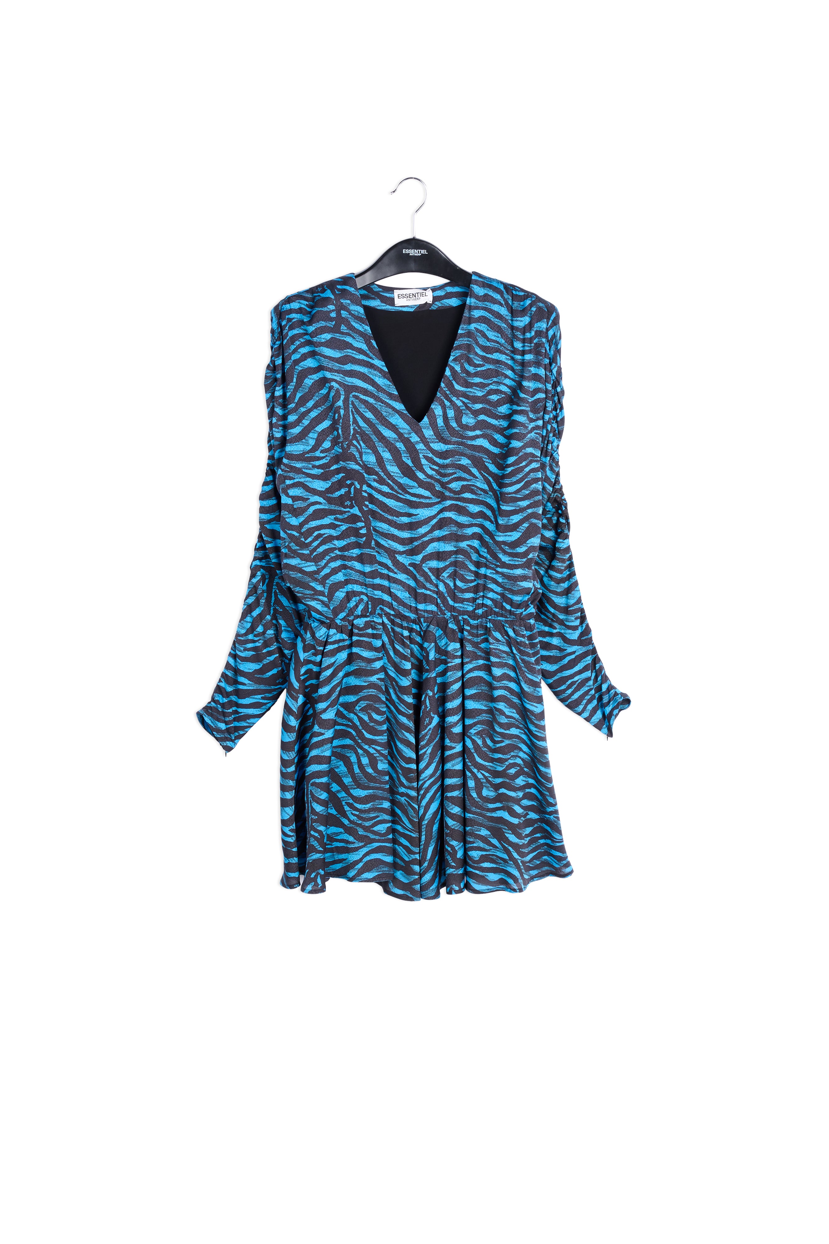 Turquoise and black zebra print mini dress RE—SSENTIEL | Essentiel second hand