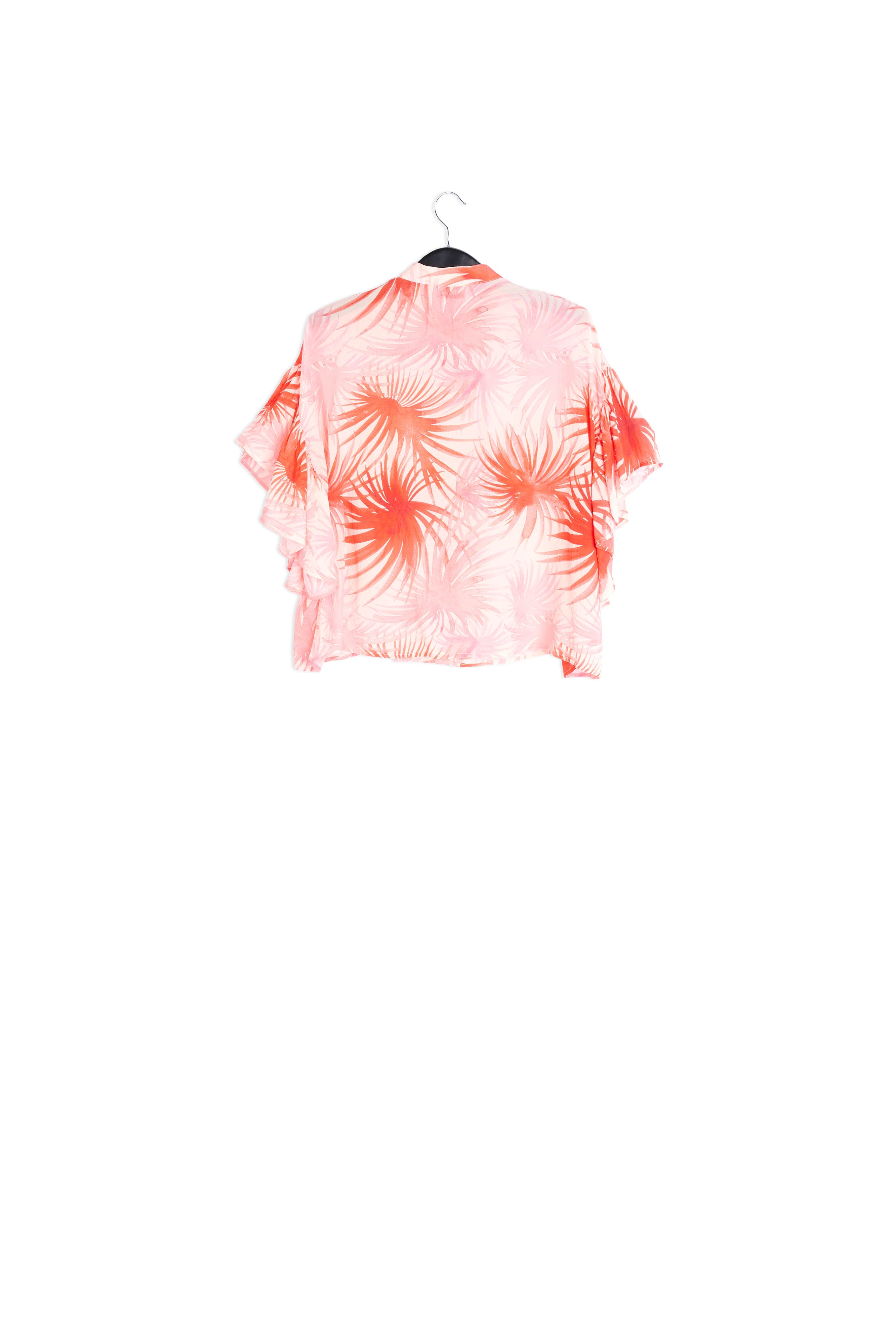 Oranje top met volants en palmbladprint RE—SSENTIEL | Essentiel second hand