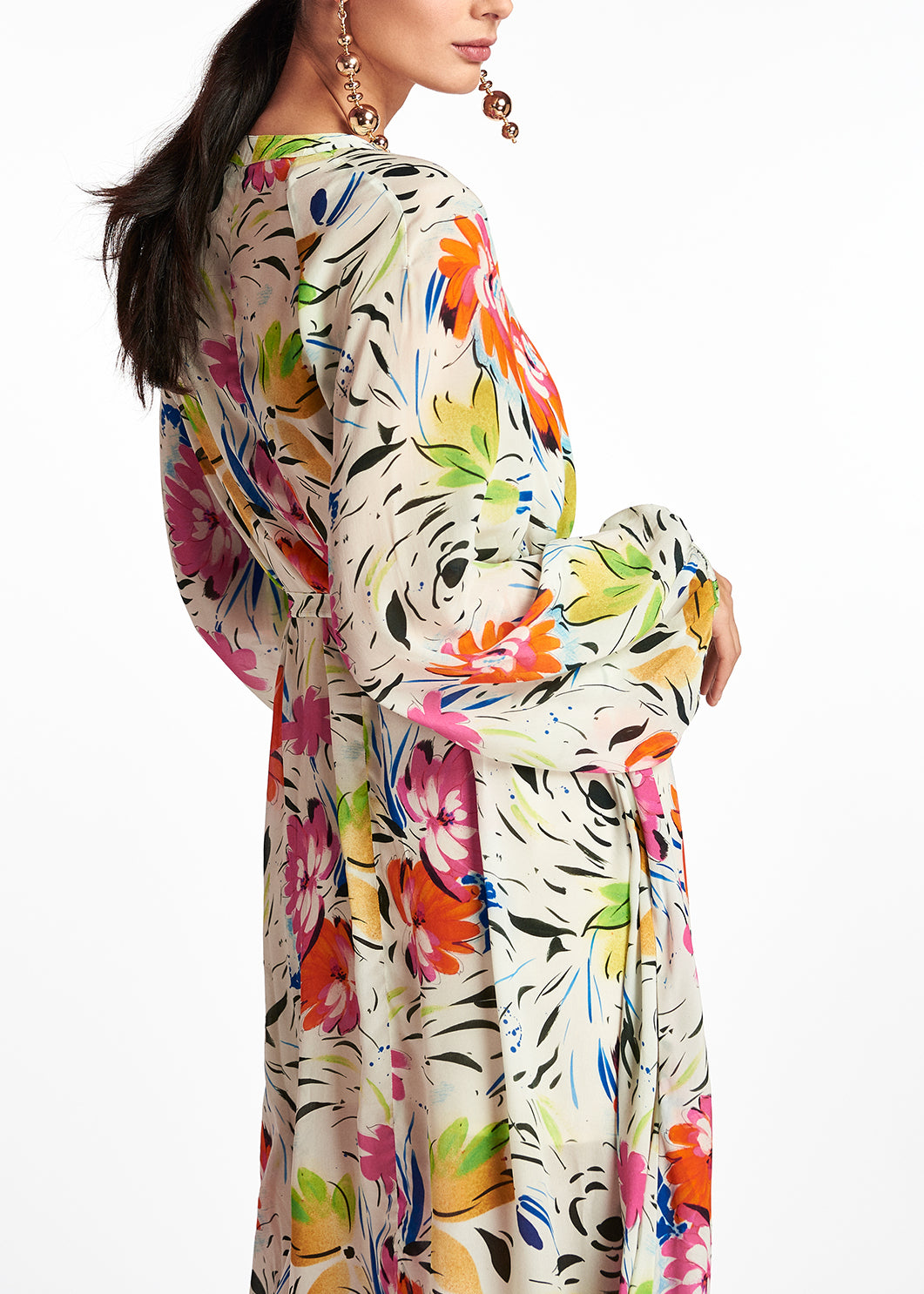 Off-white floral print maxi dress RE—SSENTIEL | Essentiel second hand