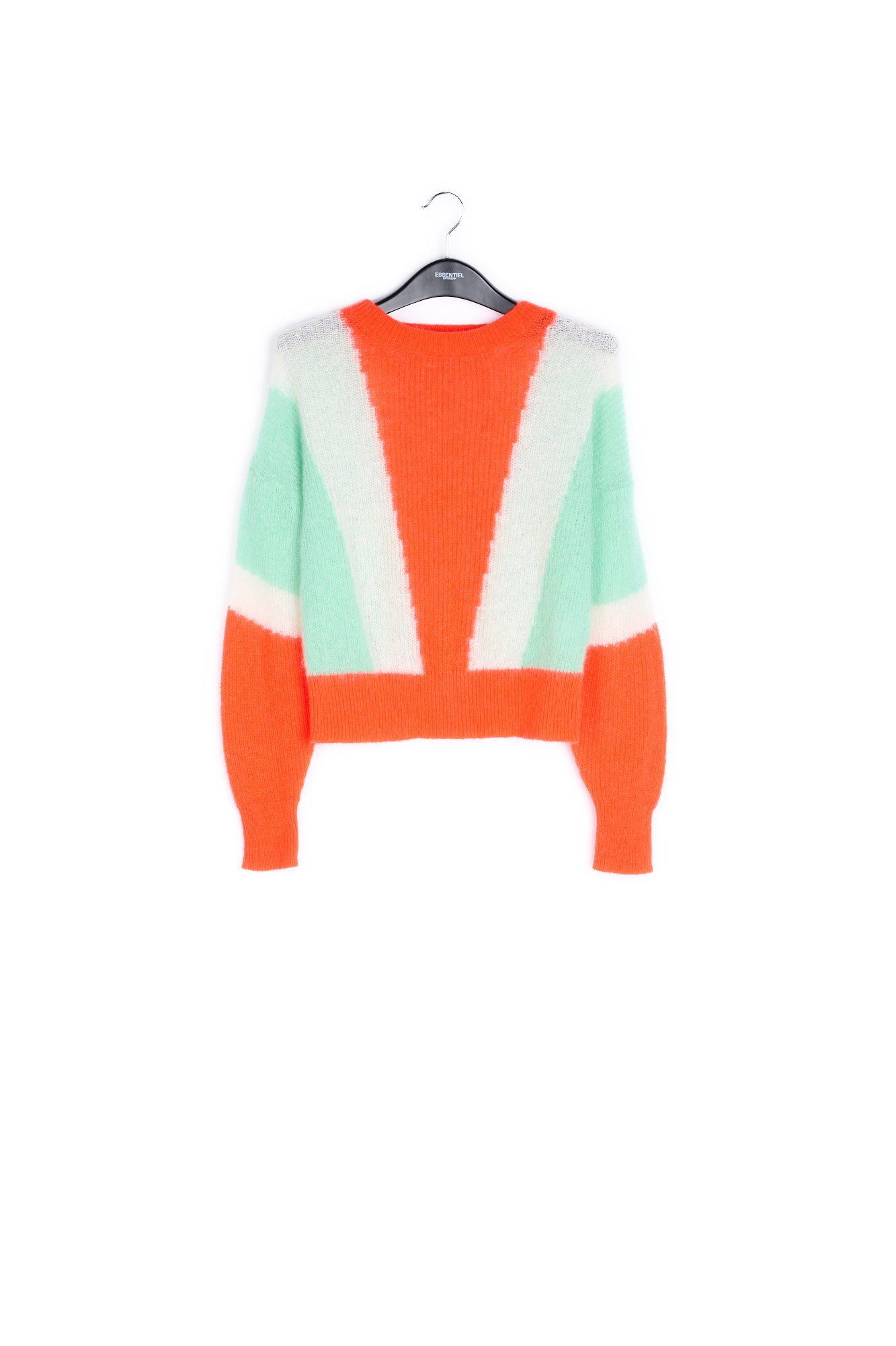 Orange, off-white and mint green mohair-blend sweater RE—SSENTIEL | Essentiel second hand