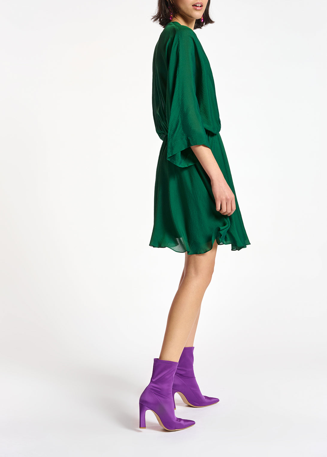 Mini-robe portefeuille vert foncé RE—SSENTIEL | Essentiel second hand