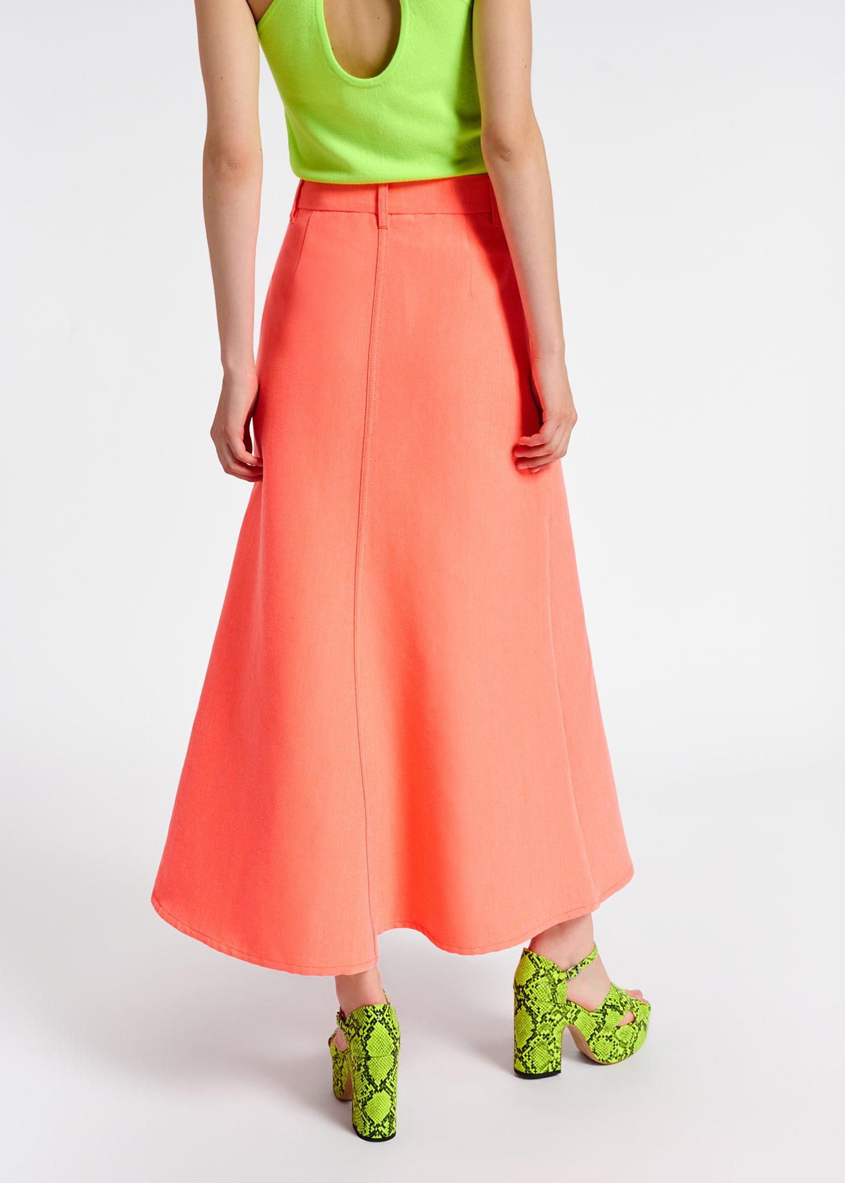 Coral red wide A-line maxi skirt RE—SSENTIEL | Essentiel second hand