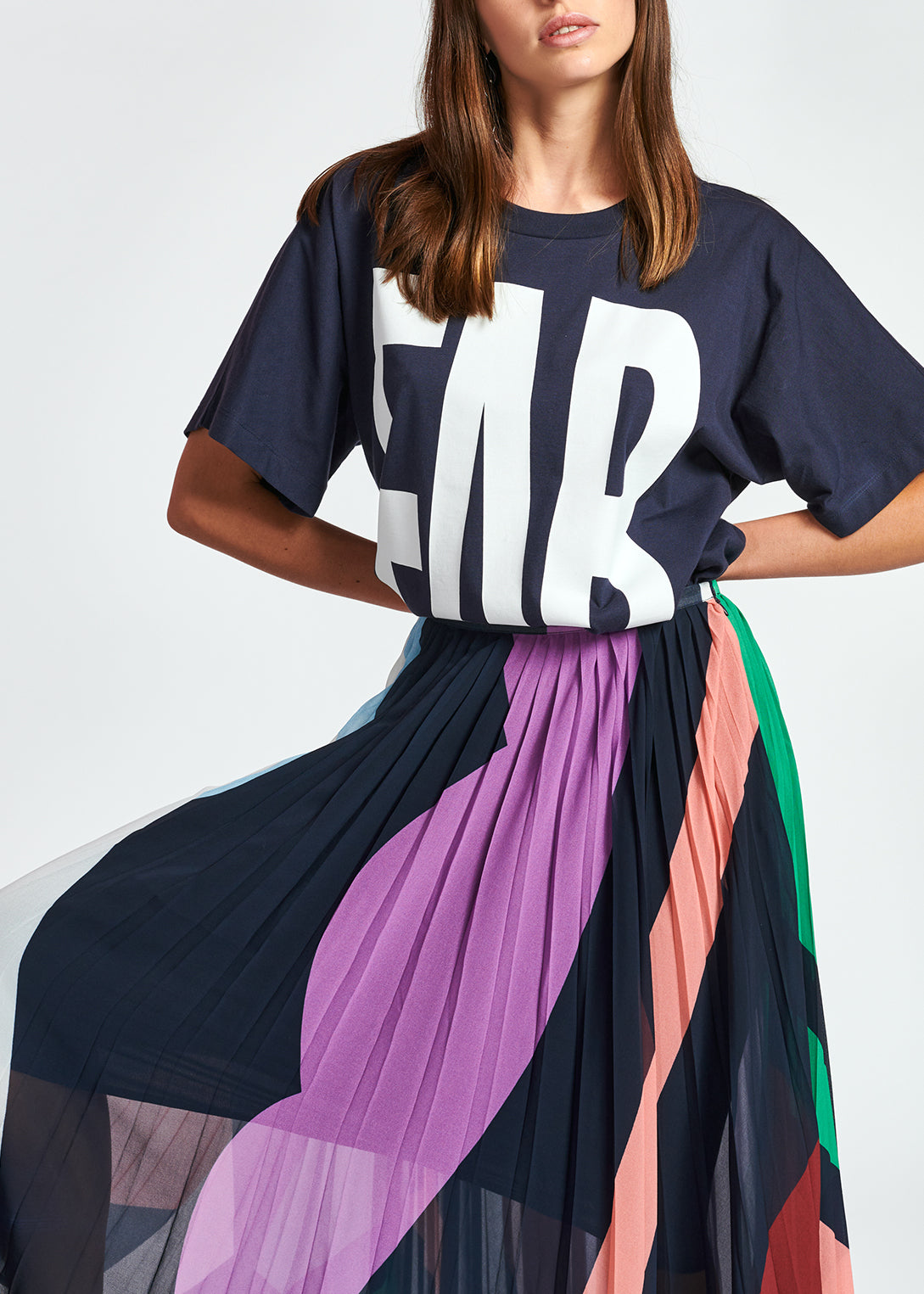 Dark blue oversized organic cotton T-shirt RE—SSENTIEL | Essentiel second hand