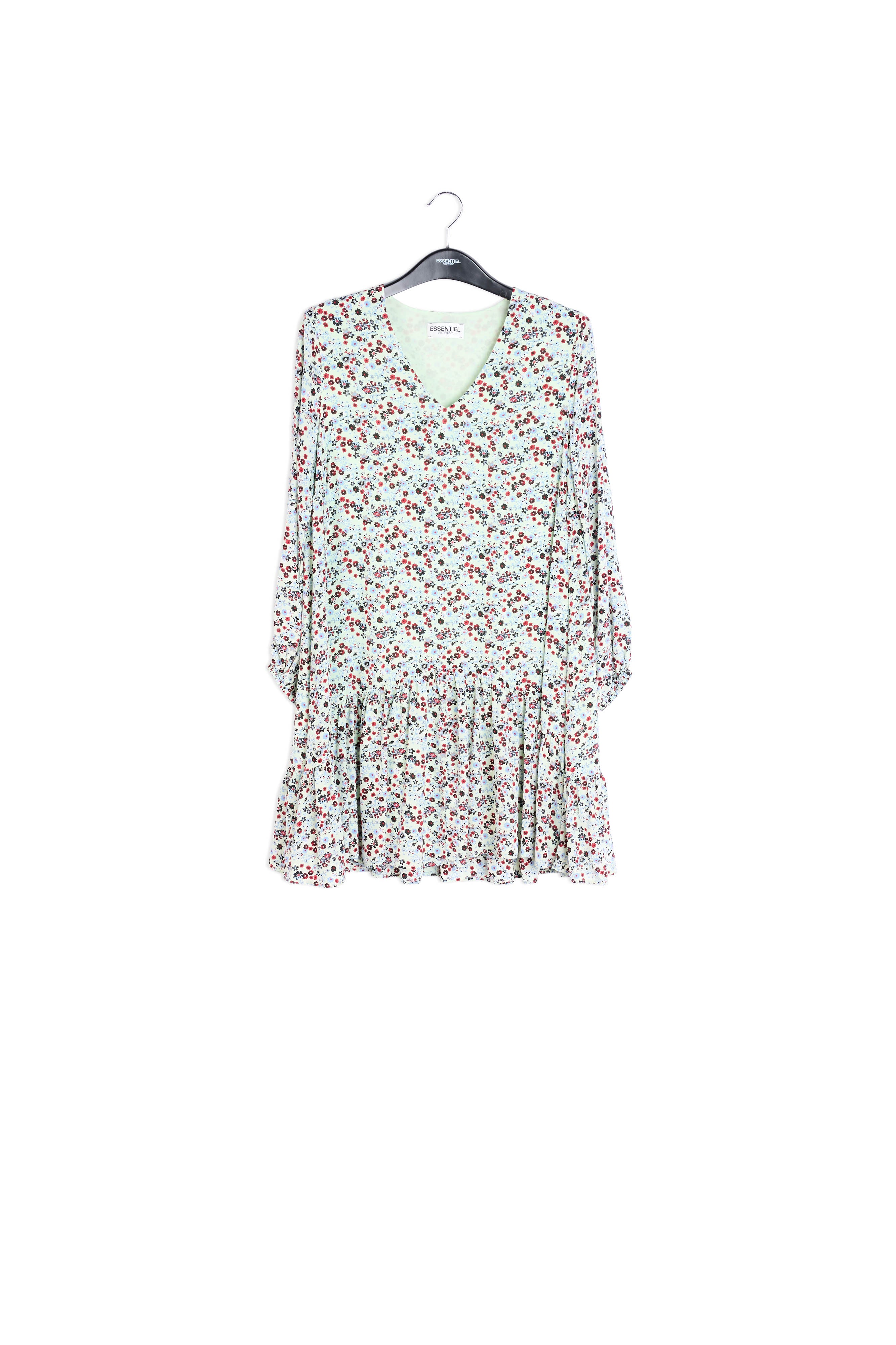 Mint green floral-print wrap mini dress RE—SSENTIEL | Essentiel second hand