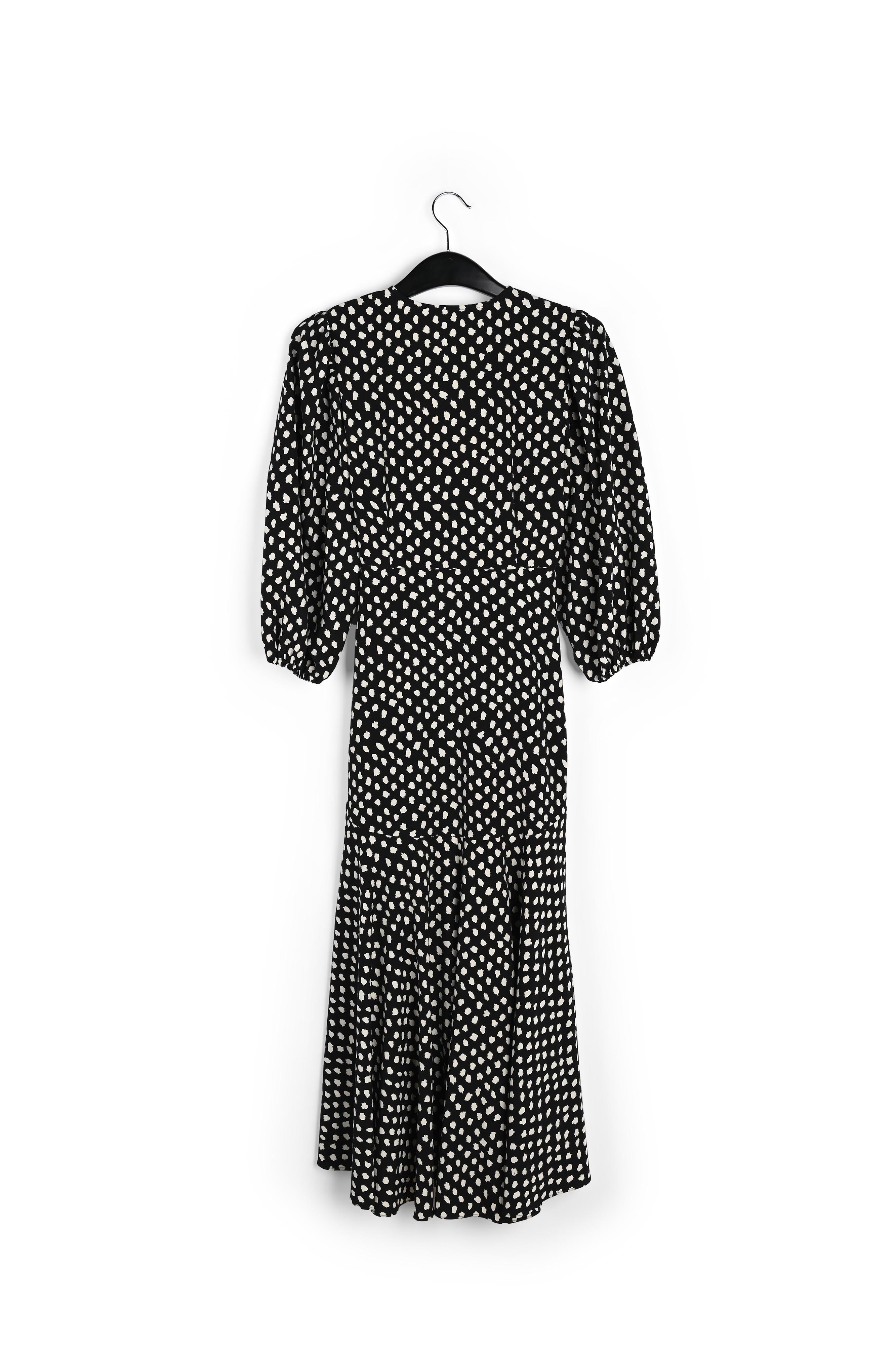 Black polka dot wrap maxi dress RE—SSENTIEL | Essentiel second hand