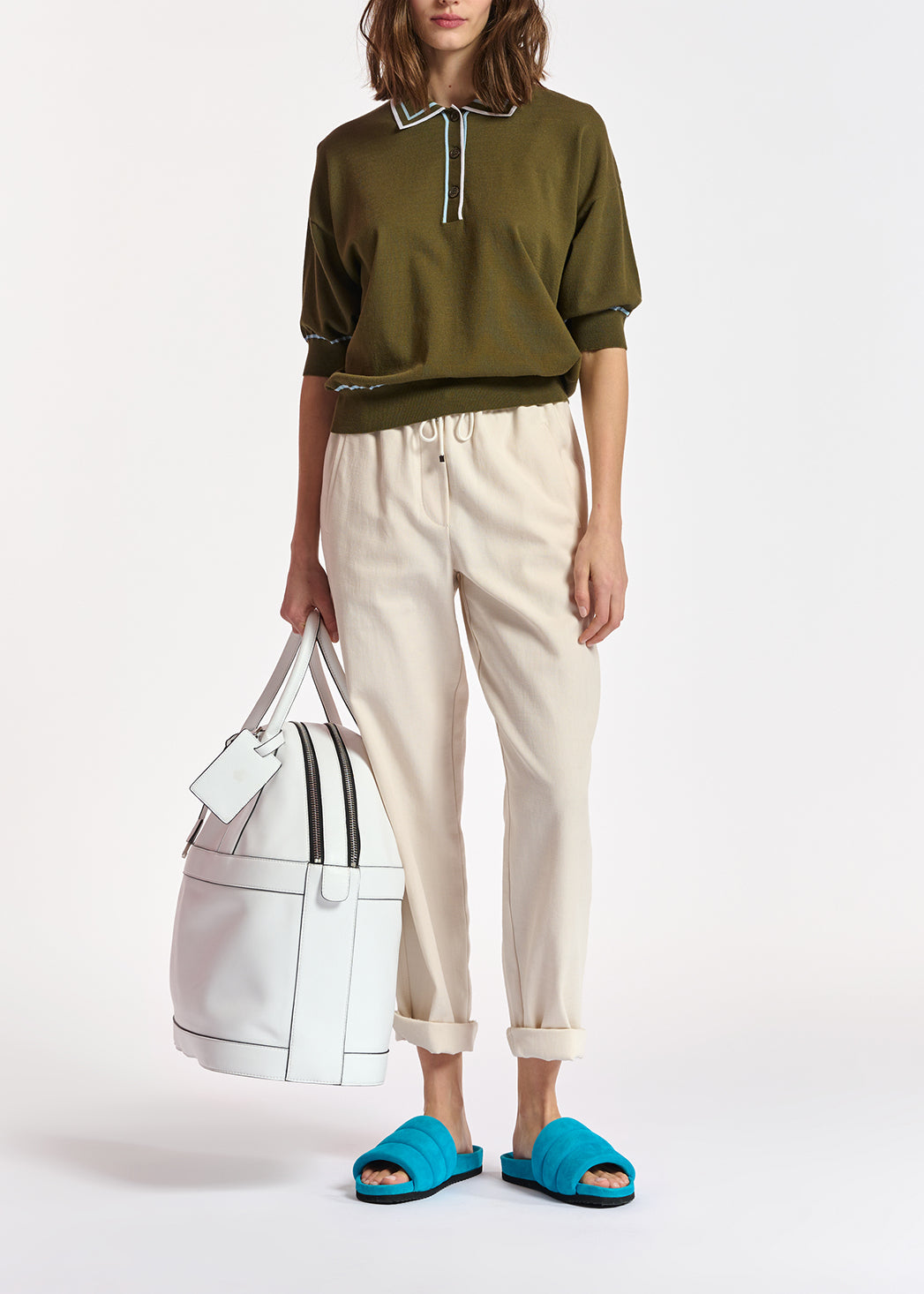 Off-white cotton tapered pants RE—SSENTIEL | Essentiel second hand