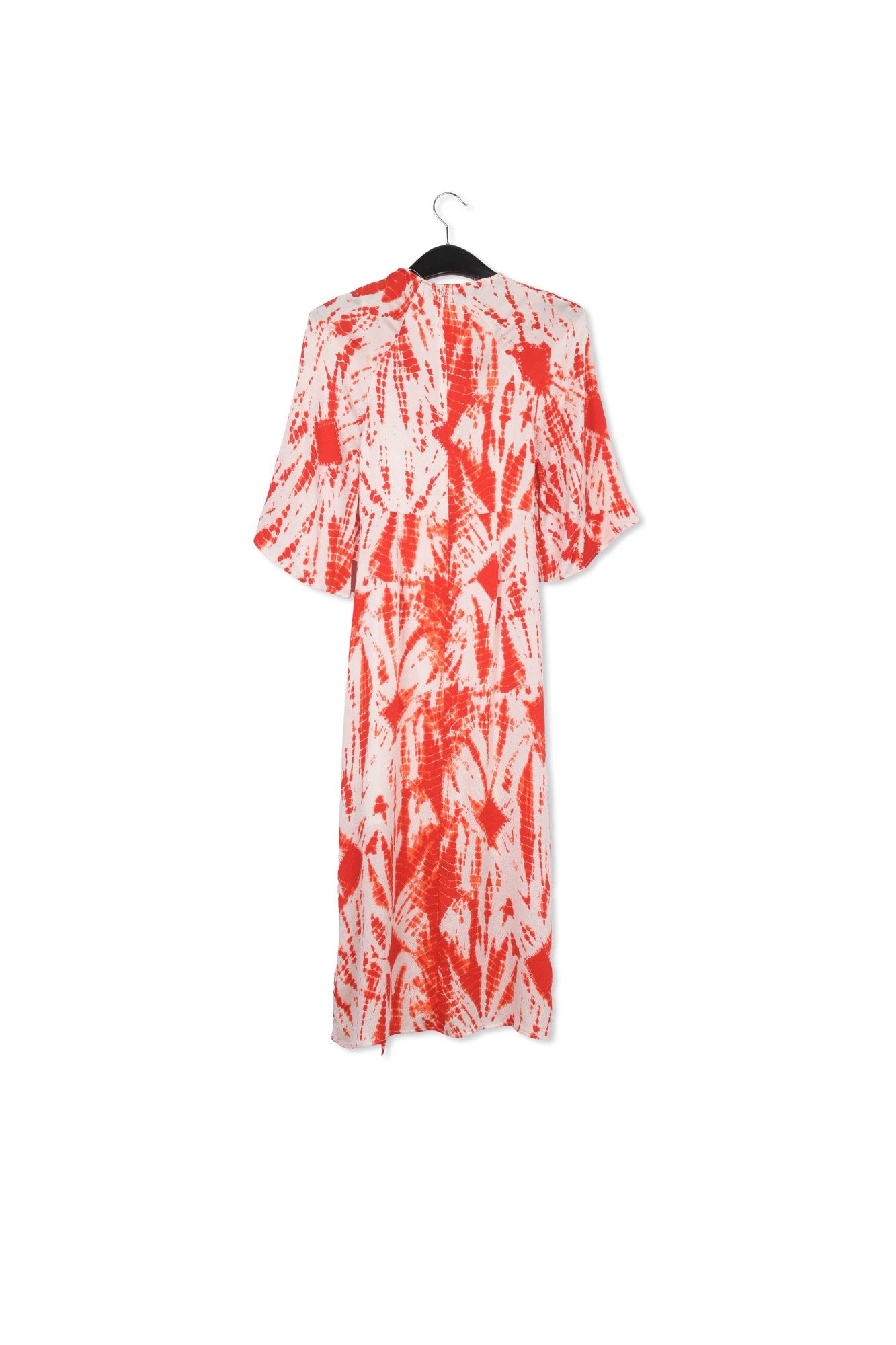 Off-white and red tie-dyed silk midi dress RE—SSENTIEL | Essentiel second hand