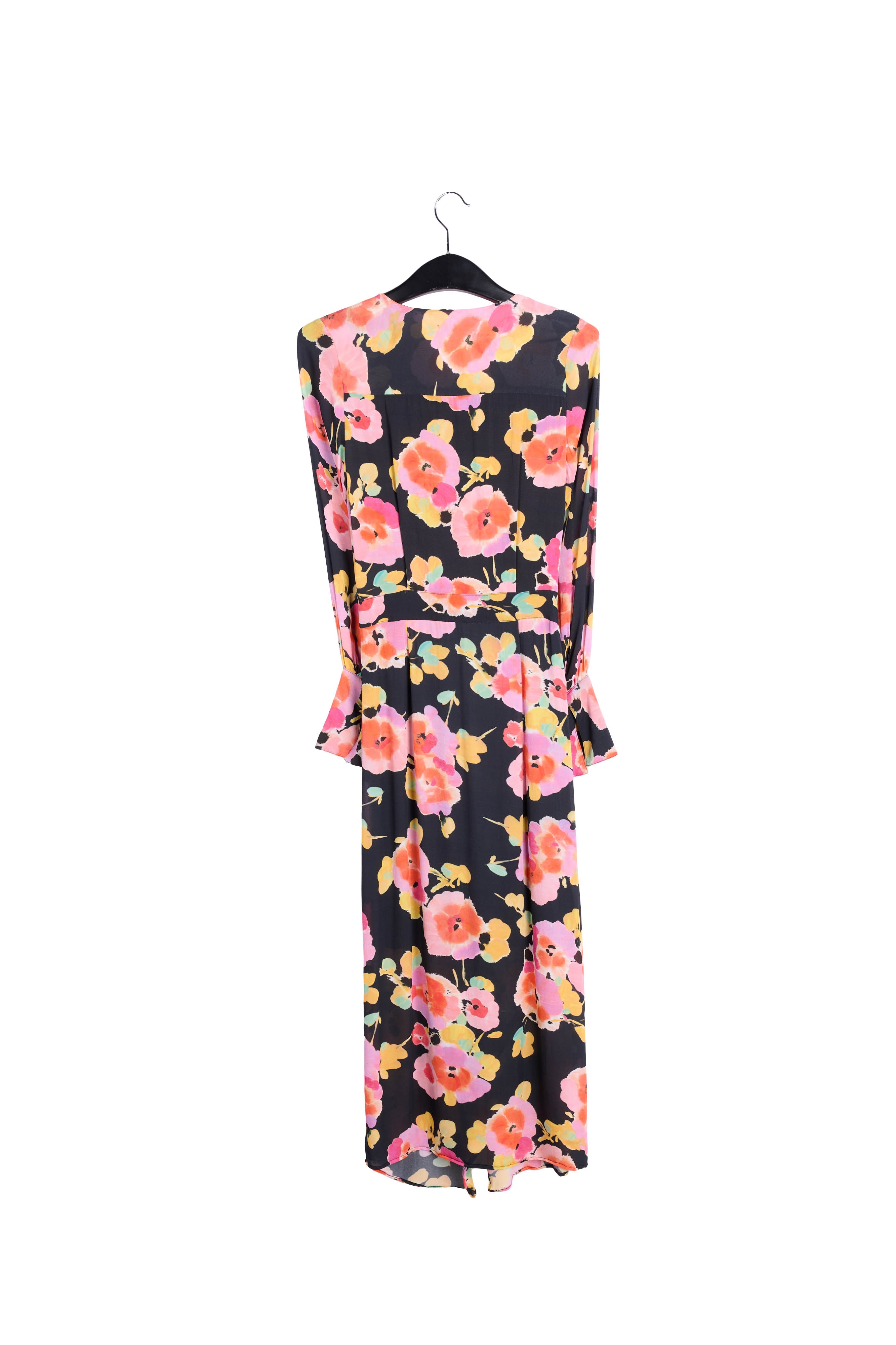 Robe midi noire à imprimé floral RE—SSENTIEL | Essentiel second hand