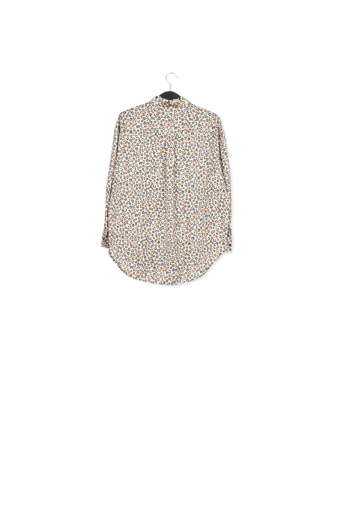 Beige sequin-embroidered shirt with multicolor leopard print RE—SSENTIEL | Essentiel second hand