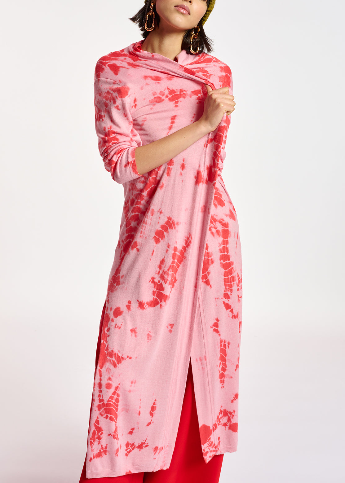 Long pink and red tie-dye cardigan RE—SSENTIEL | Essentiel second hand