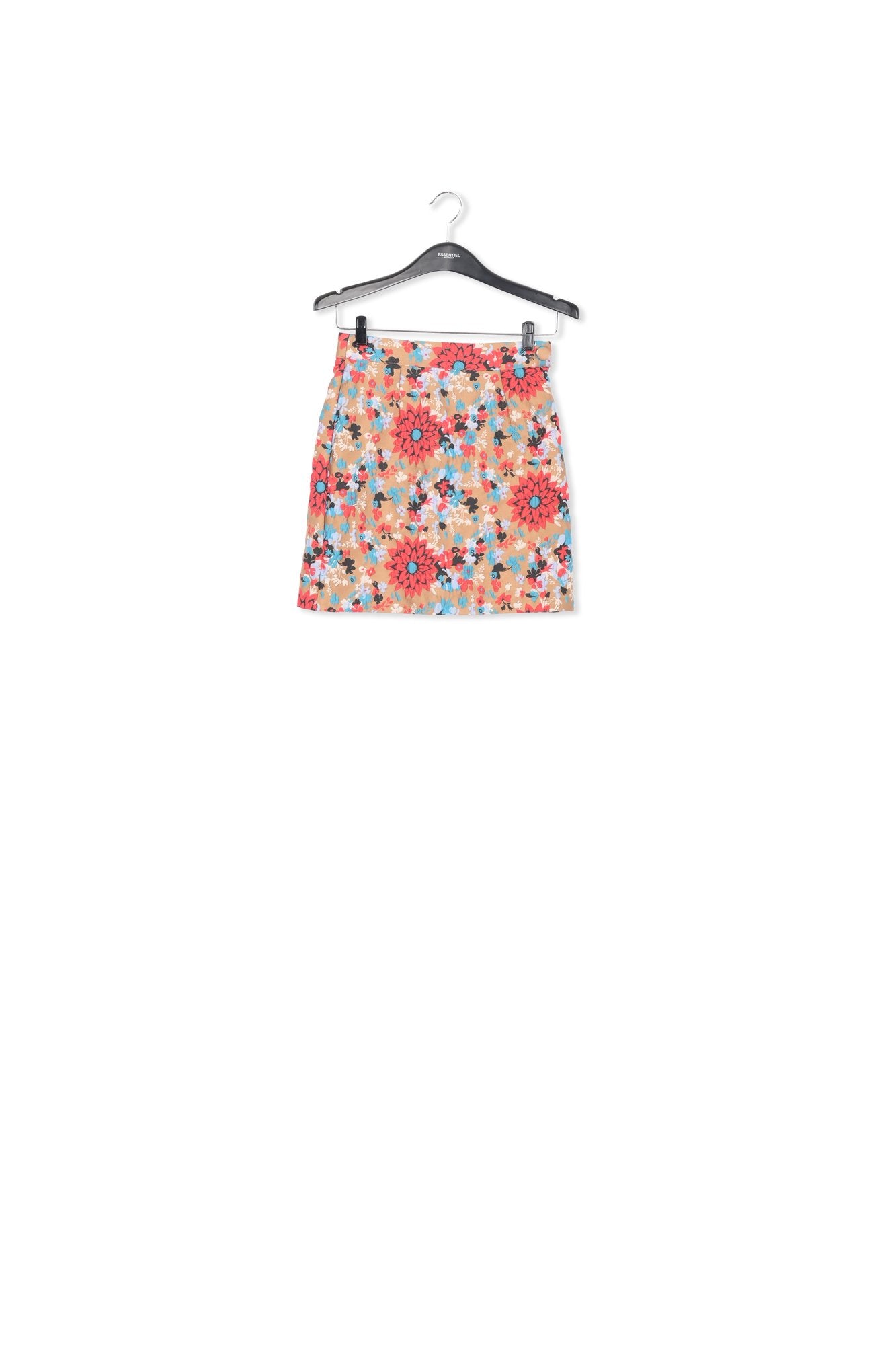 Camel floral jacquard mini skirt RE—SSENTIEL | Essentiel second hand