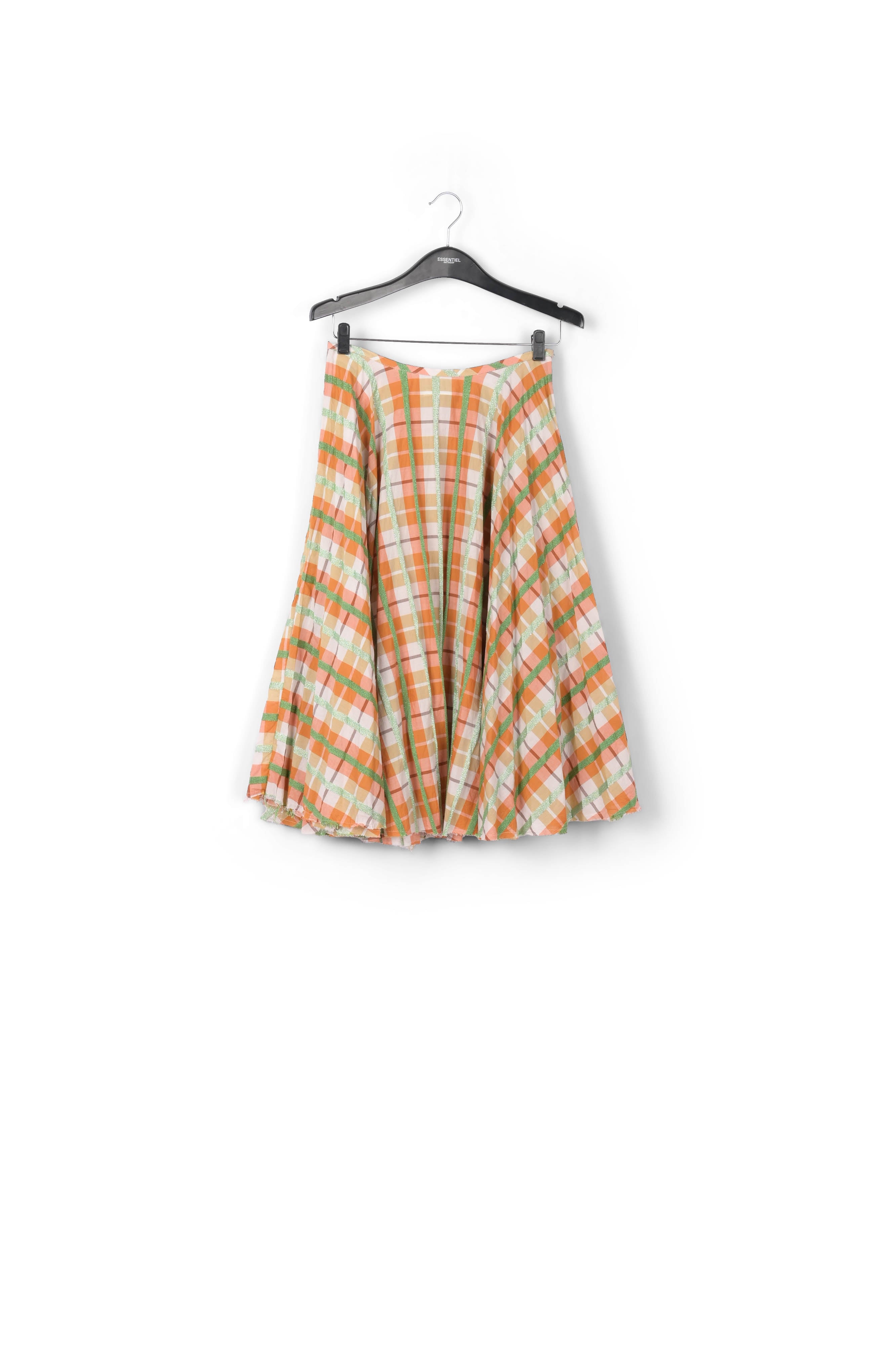 Beige and blue plaid cotton-blend pleated skirt RE—SSENTIEL | Essentiel second hand