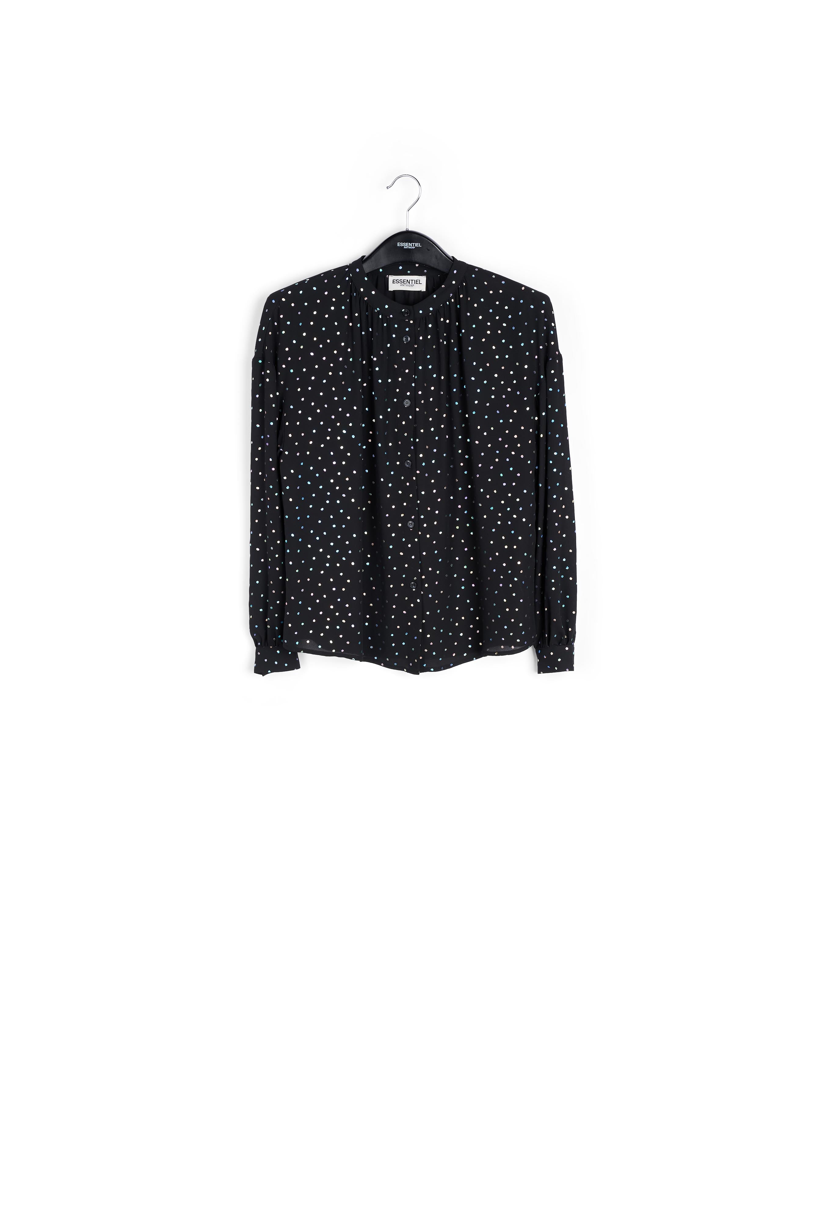Black buttoned blouse with holographic polka dots RE—SSENTIEL | Essentiel second hand