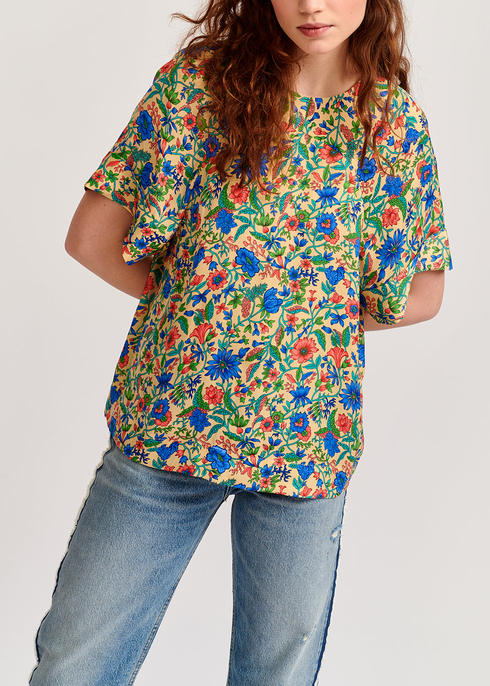 Cream floral-print top RE—SSENTIEL | Essentiel second hand