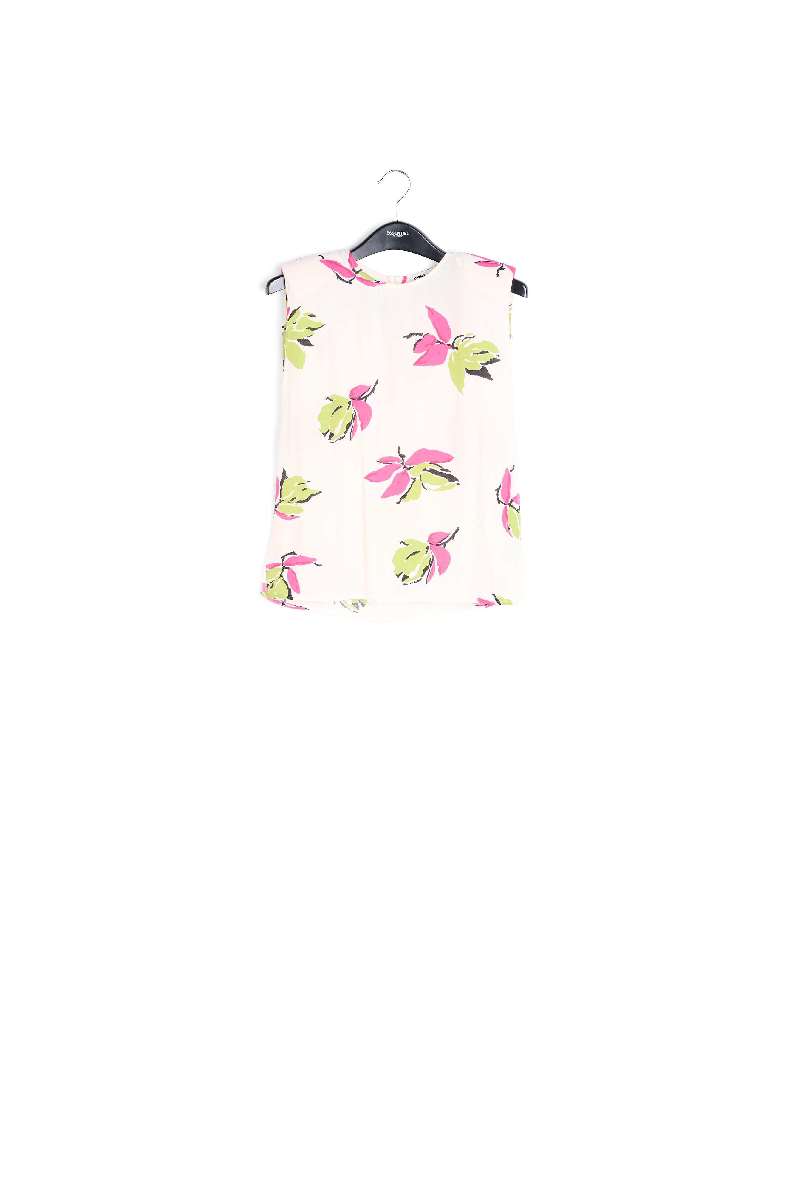 Off-white floral-print sleeveless top with padded shoulders RE—SSENTIEL | Essentiel second hand