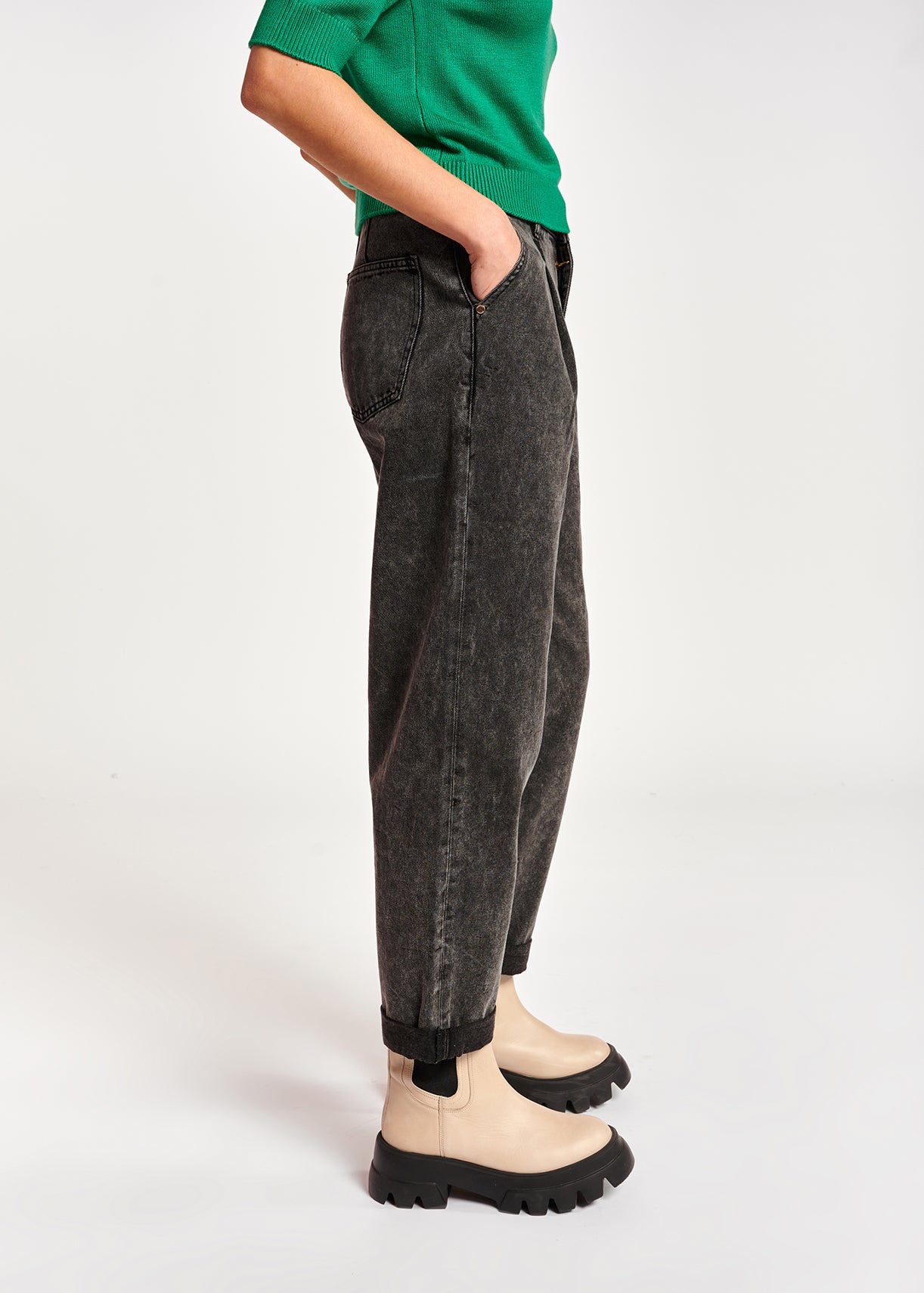 Dark grey high-rise tapered jeans RE—SSENTIEL | Essentiel second hand