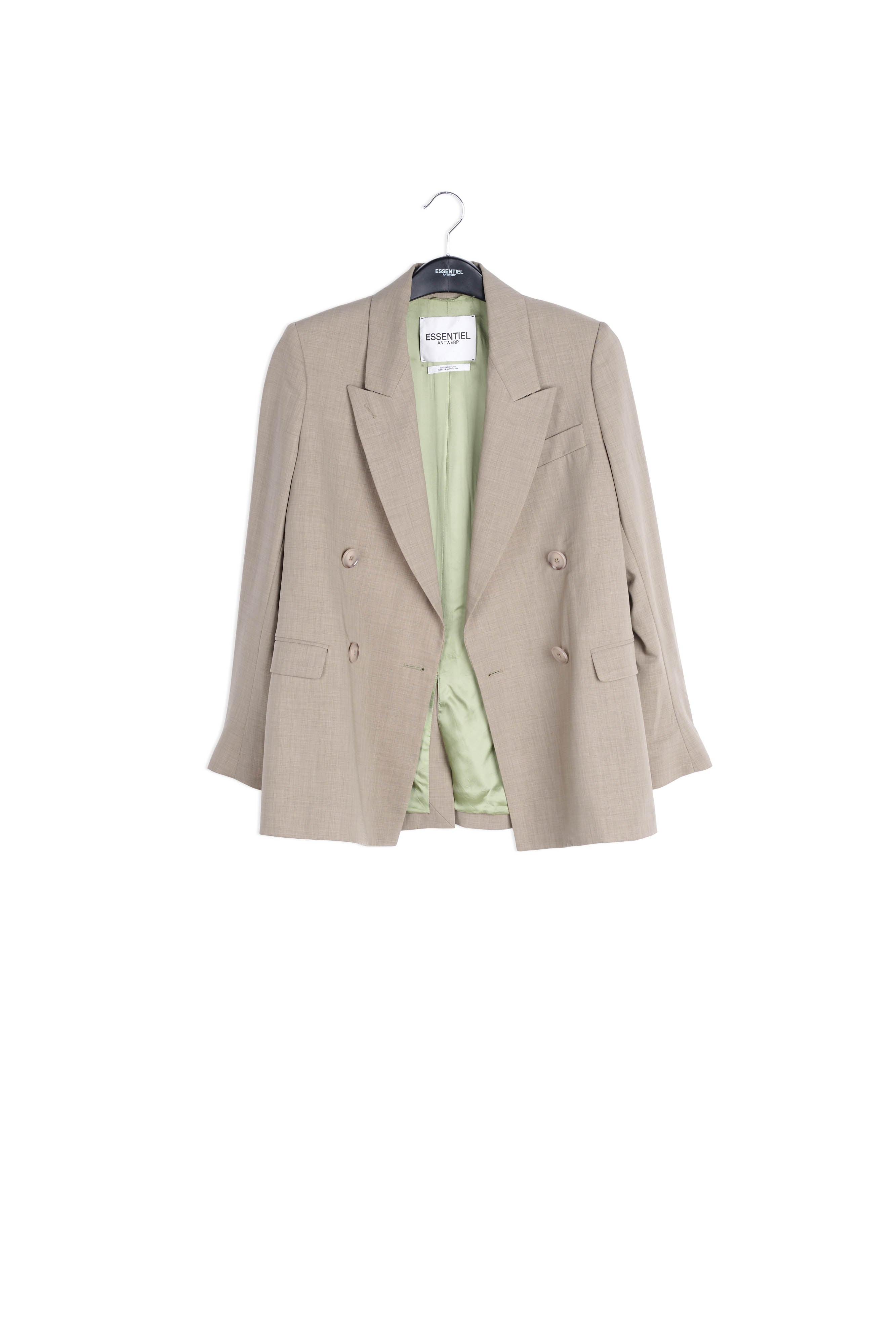 Khaki double-breasted blazer RE—SSENTIEL | Essentiel second hand