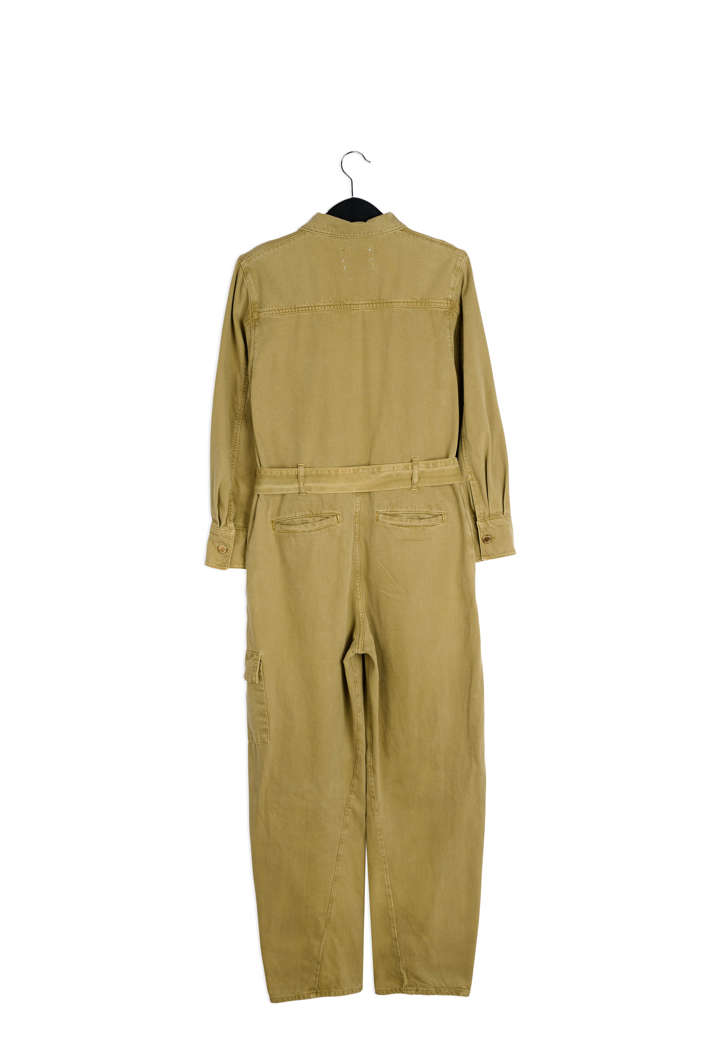 Army green denim jumpsuit RE—SSENTIEL | Essentiel second hand