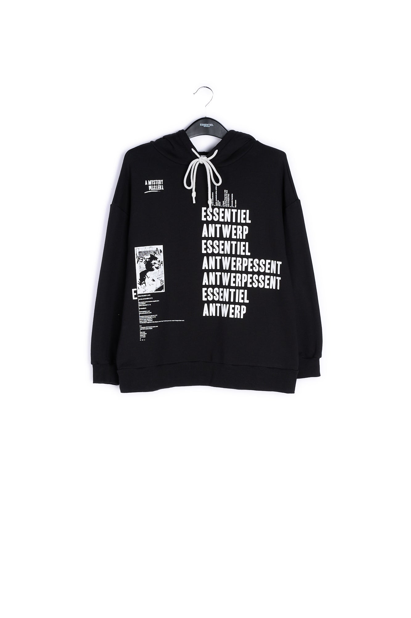 Black cotton-blend hoodie with logo-print RE—SSENTIEL | Essentiel second hand