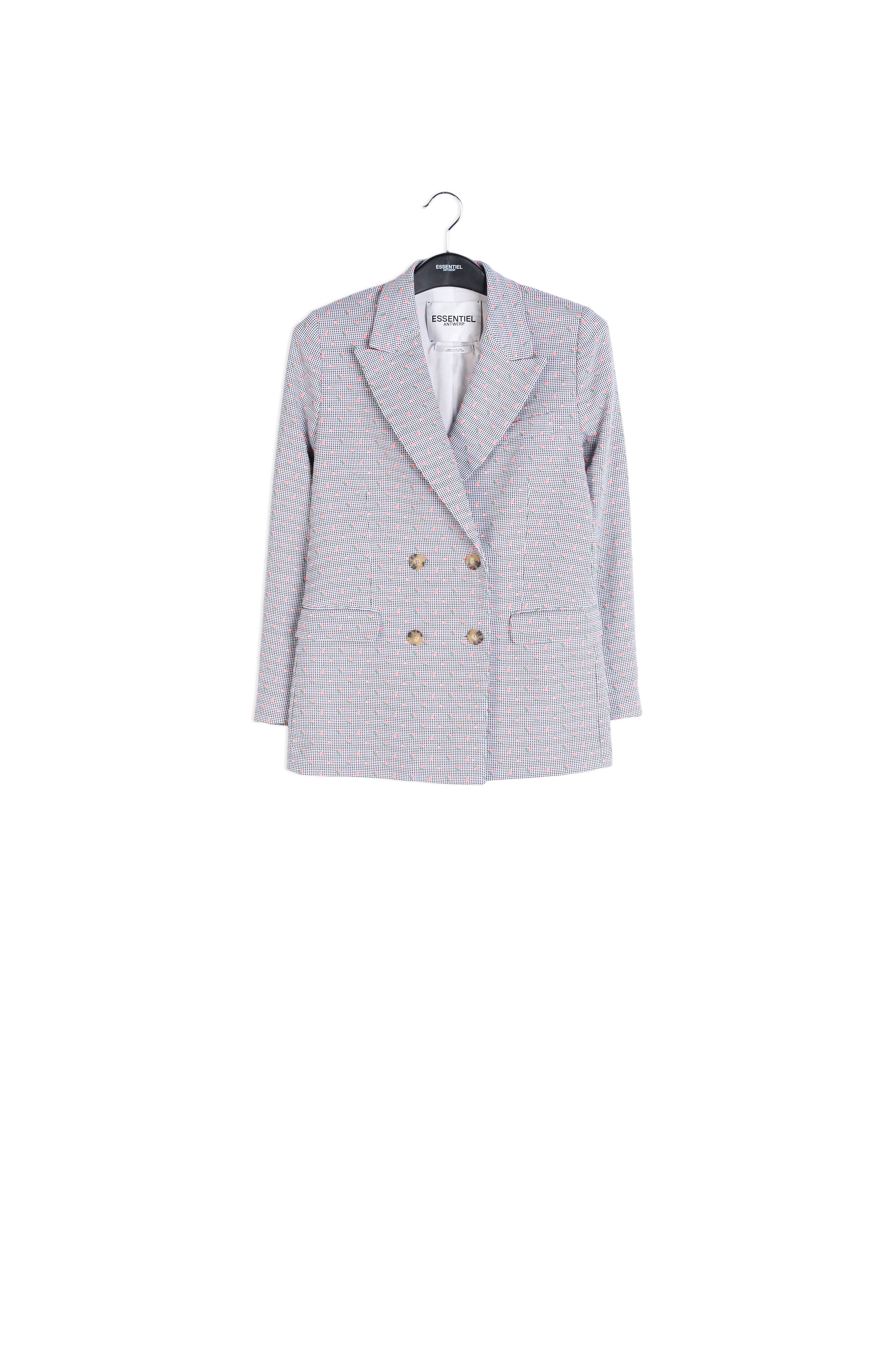 Veste croisée à imprimé vichy blanc cassé et noir RE—SSENTIEL | Essentiel second hand