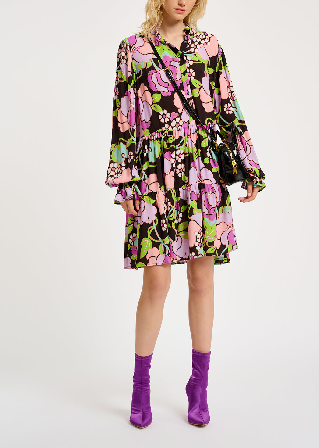 Mini robe noire à imprimé floral RE—SSENTIEL | Essentiel second hand