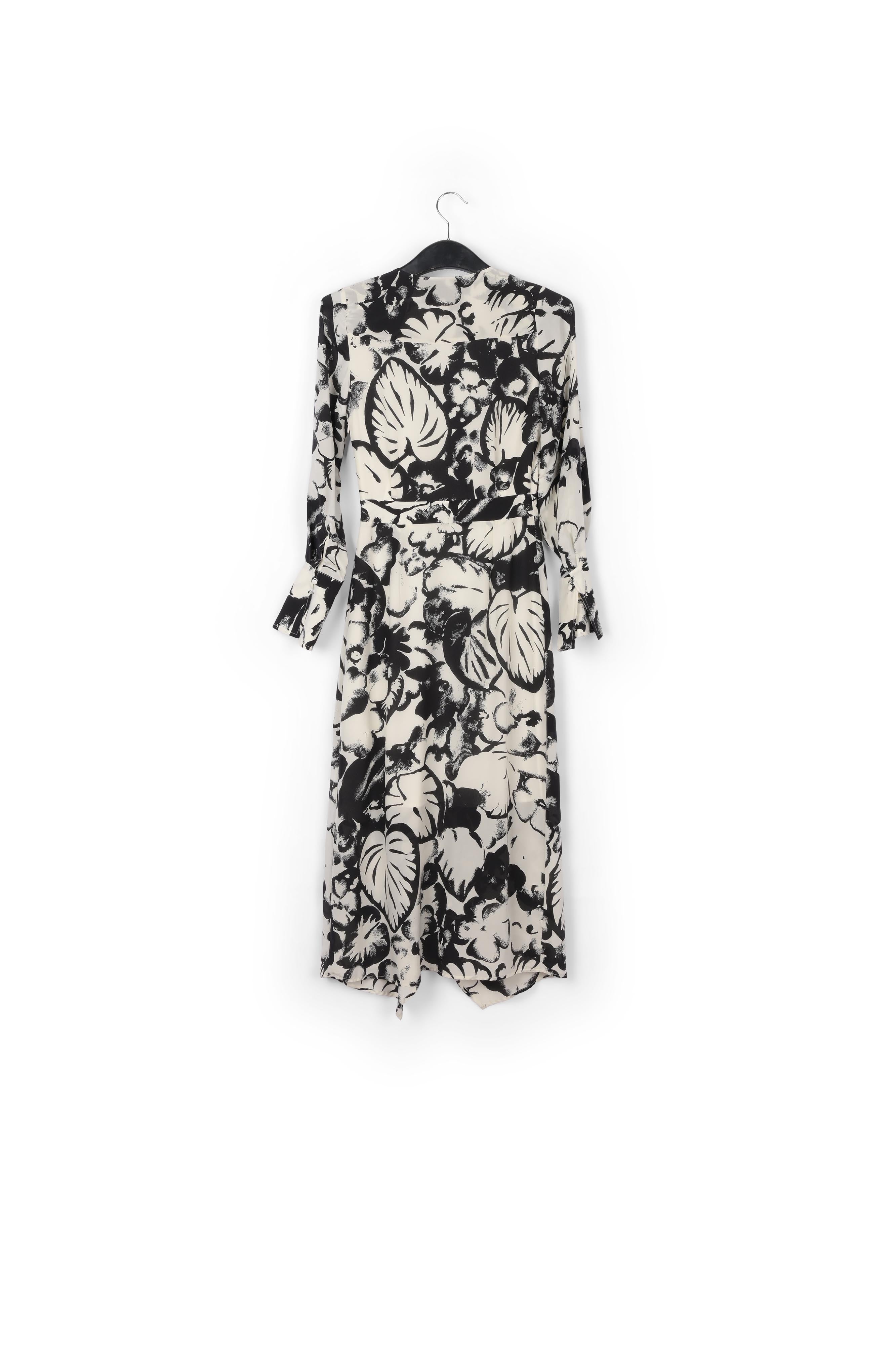 Off-white botanical-print silk midi dress RE—SSENTIEL | Essentiel second hand