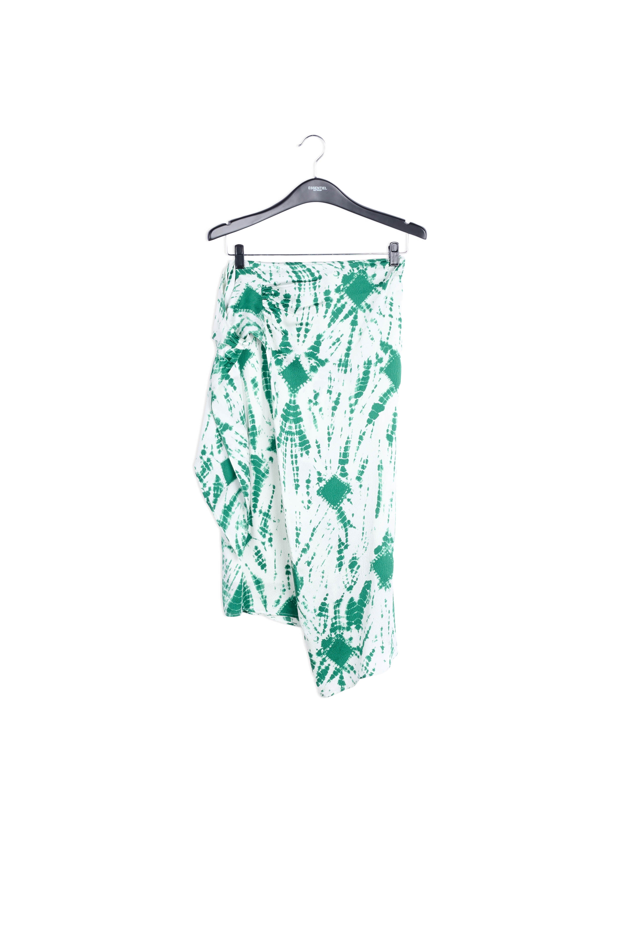 Jupe midi en soie tie-dye blanc cassé et vert RE—SSENTIEL | Essentiel second hand