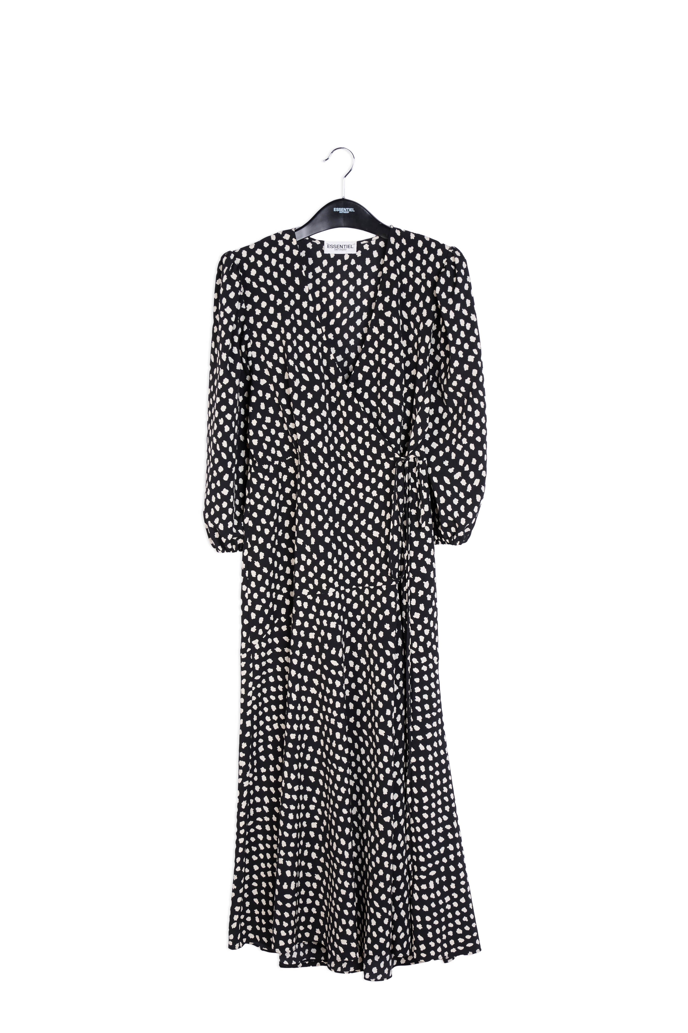 Black polka dot wrap maxi dress RE—SSENTIEL | Essentiel second hand