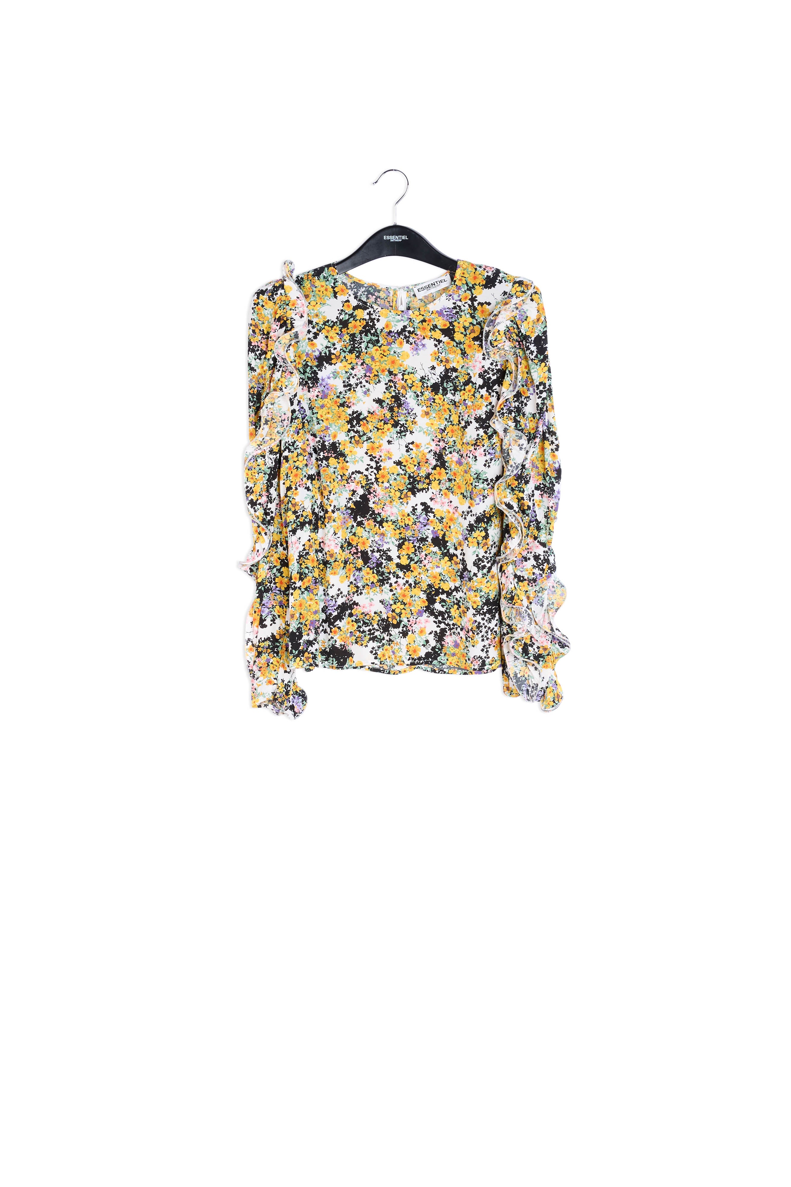 Gebroken witte bloementop met ruches RE—SSENTIEL | Essentiel second hand