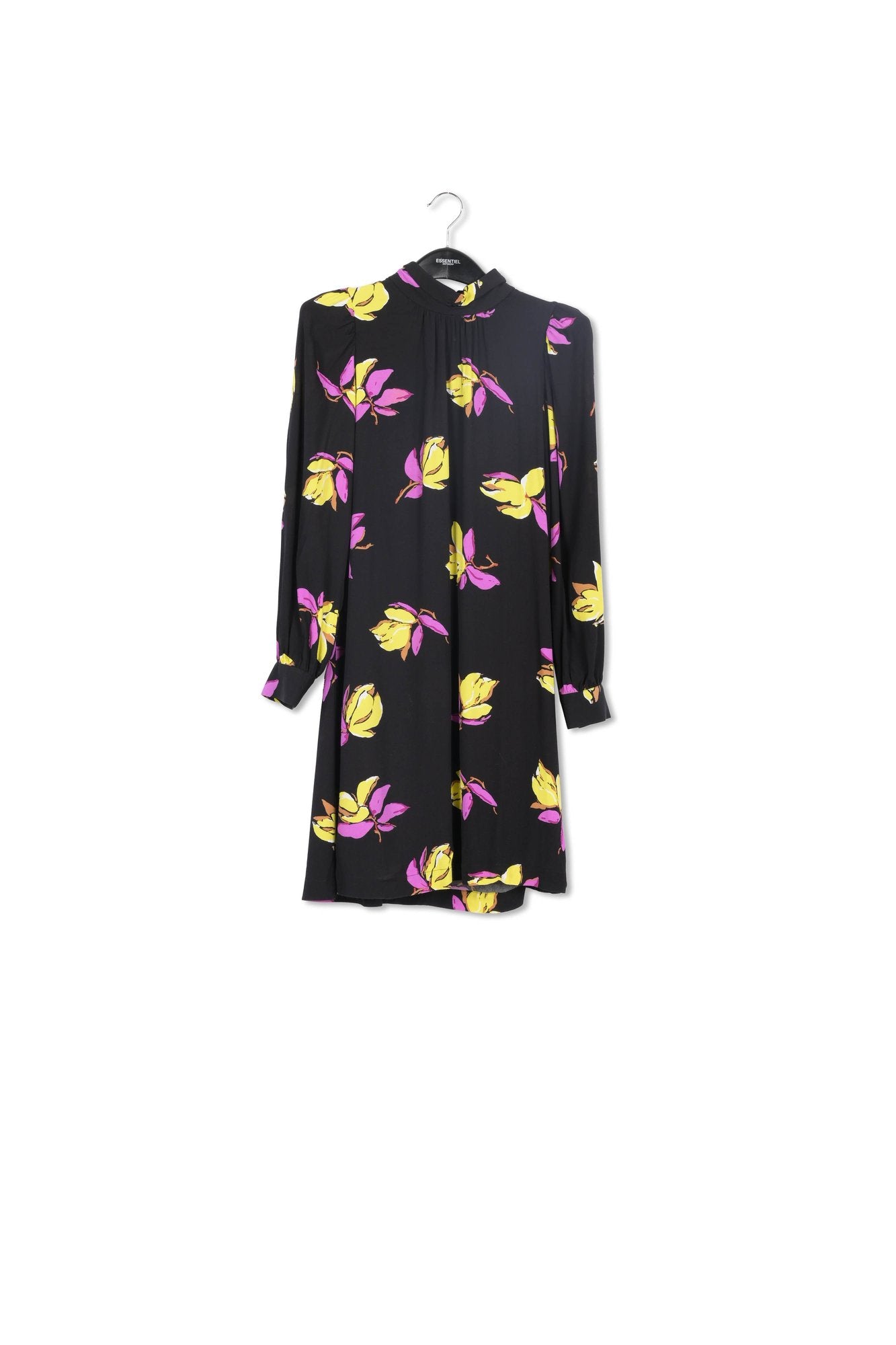 Black floral-printed mini dress RE—SSENTIEL | Essentiel second hand