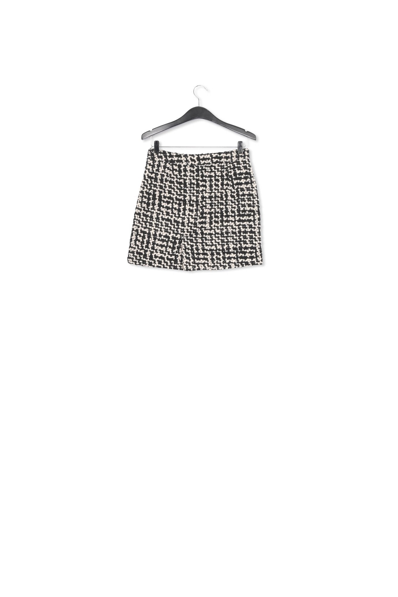Black and off-white wool-blend tweed mini skirt RE—SSENTIEL | Essentiel second hand