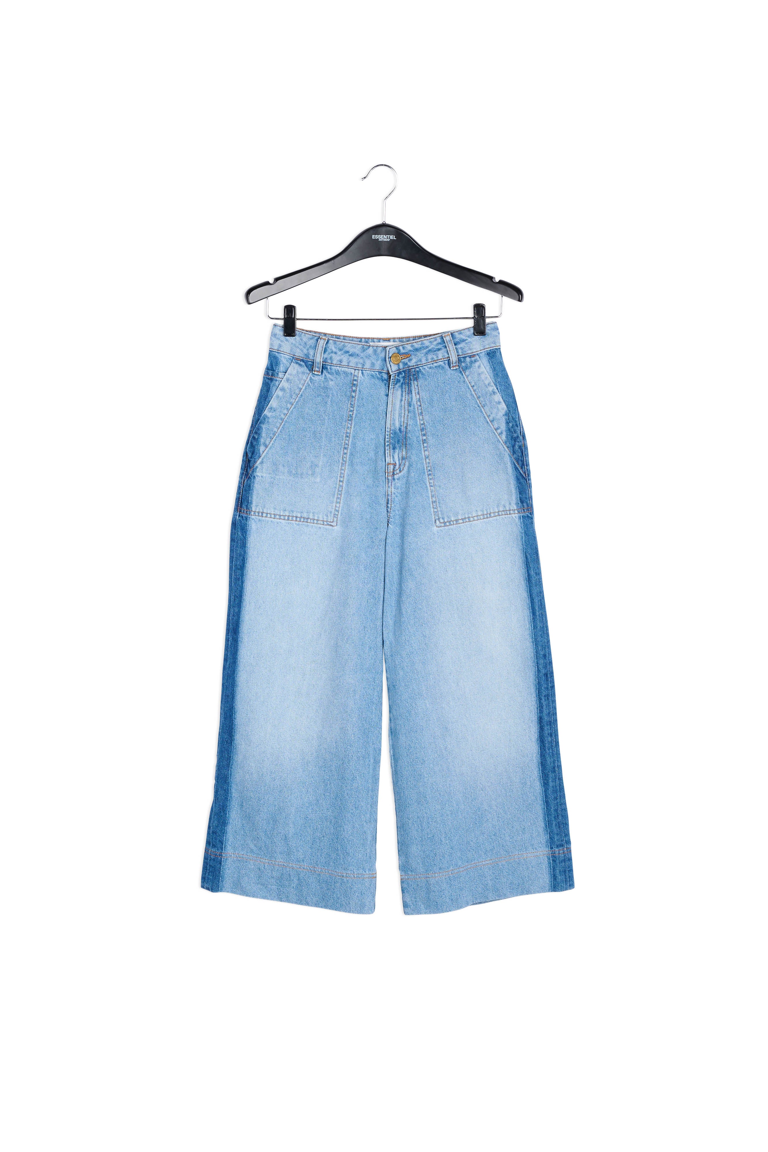 Stone washed blue wide jeans with side stripe RE—SSENTIEL | Essentiel second hand
