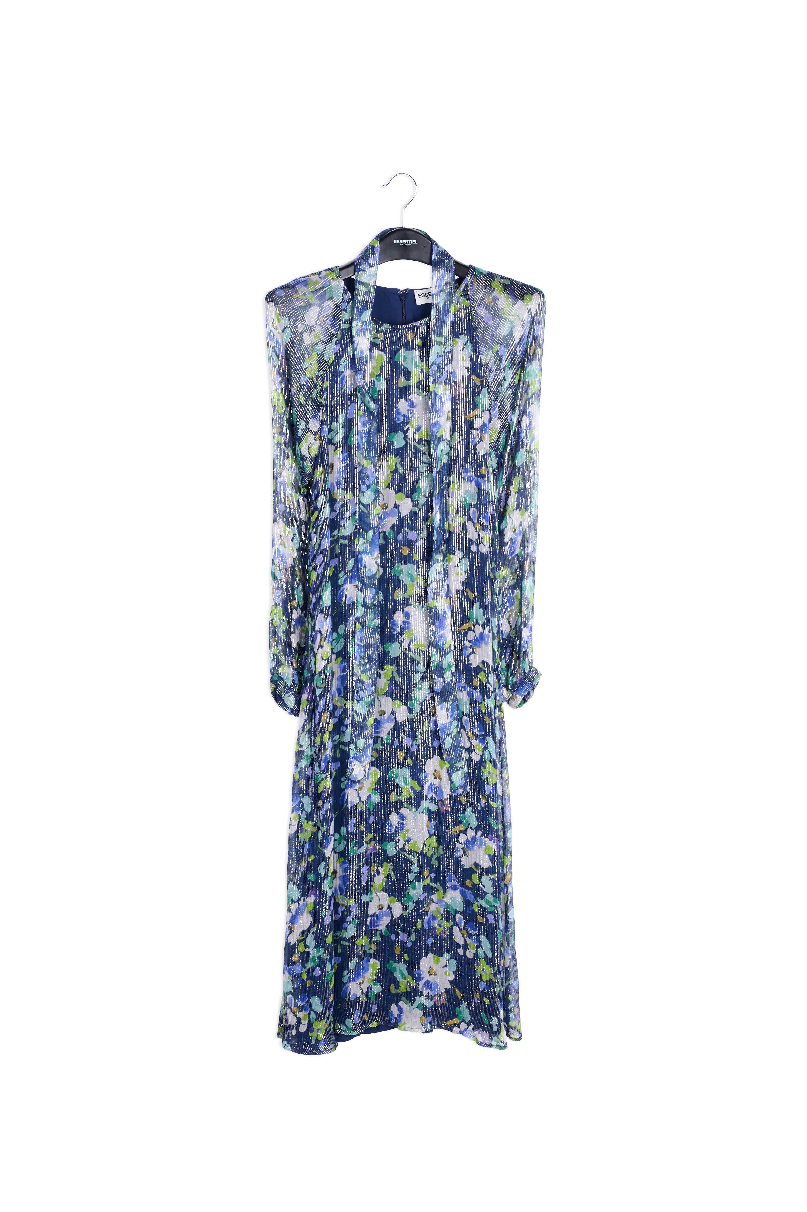 Mint green floral-print belted midi dress RE—SSENTIEL | Essentiel second hand