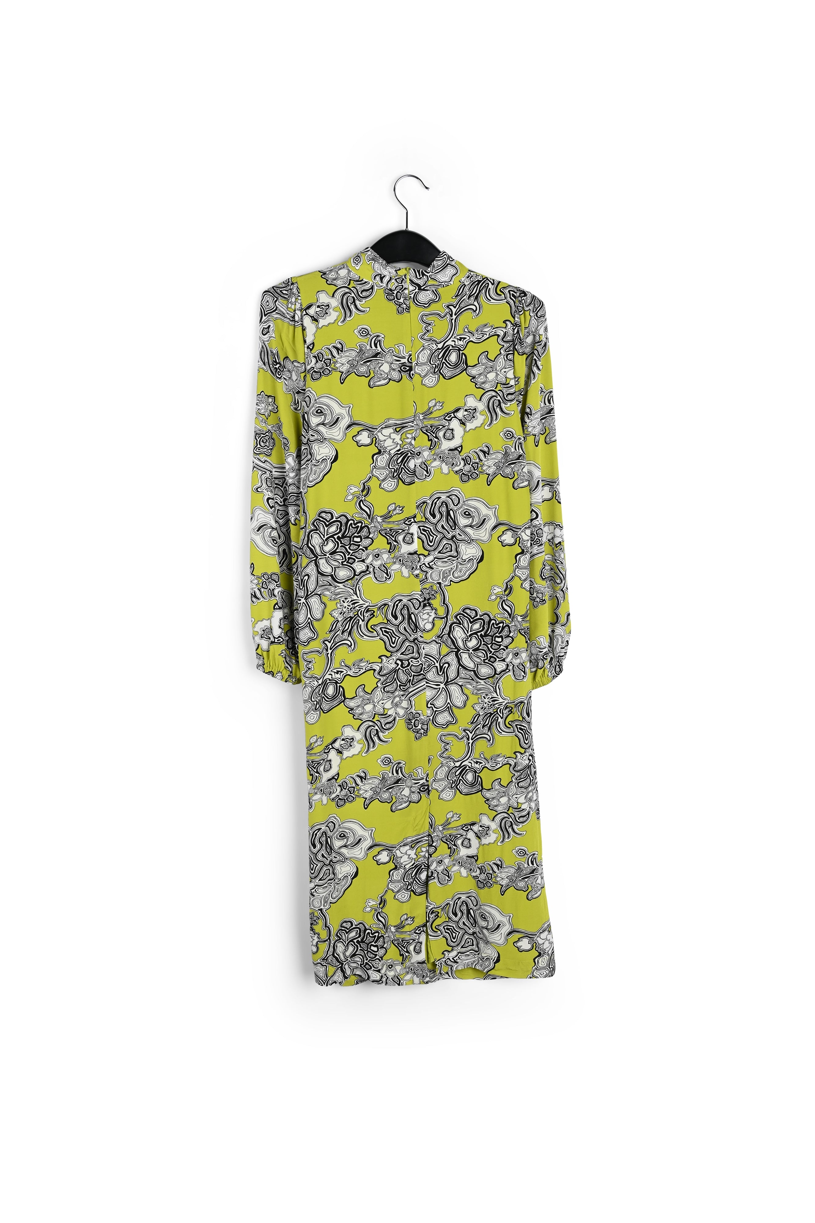 Lime green floral-print midi dress RE—SSENTIEL | Essentiel second hand