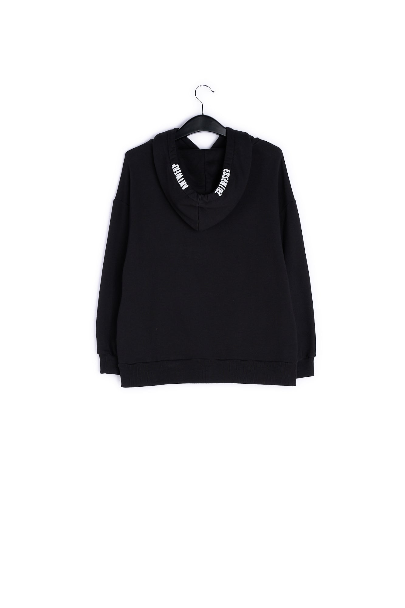 Black cotton-blend hoodie with logo-print RE—SSENTIEL | Essentiel second hand