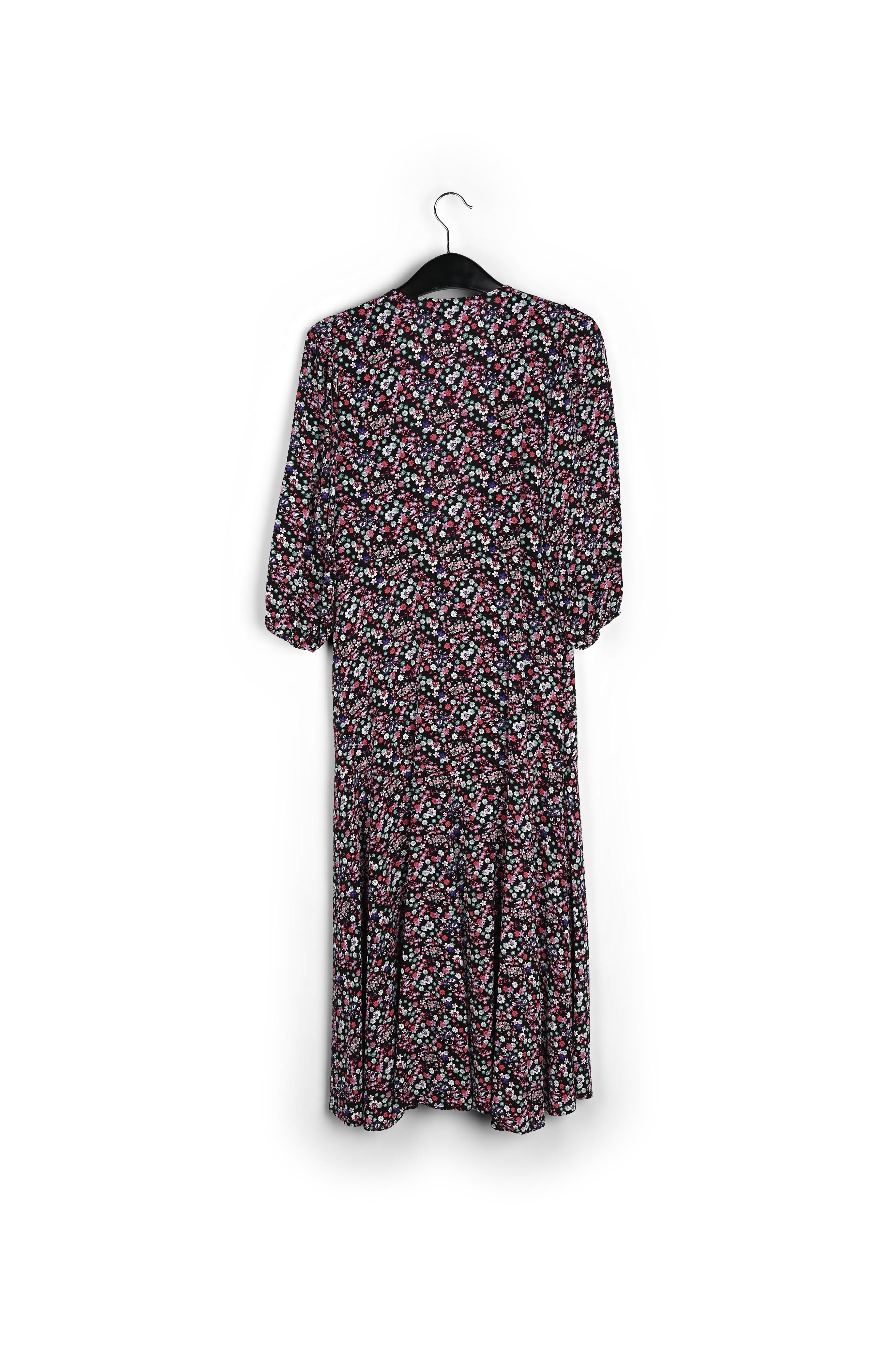 Robe maxi cache-cœur noire à imprimé floral RE—SSENTIEL | Essentiel second hand