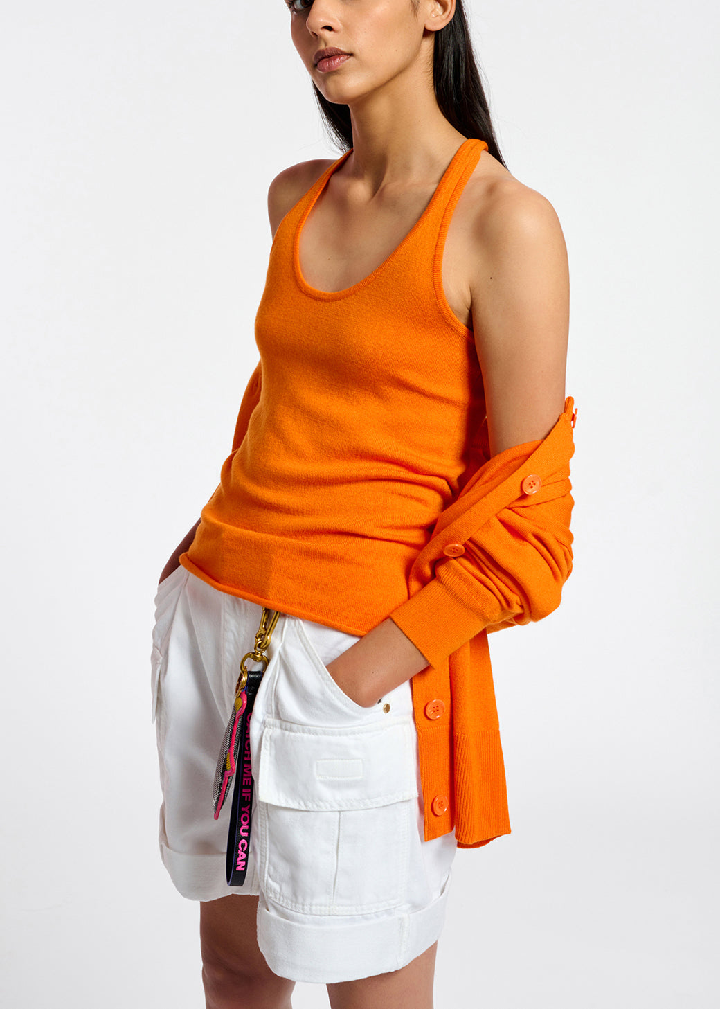 Orange fine-knit tank top RE—SSENTIEL | Essentiel second hand