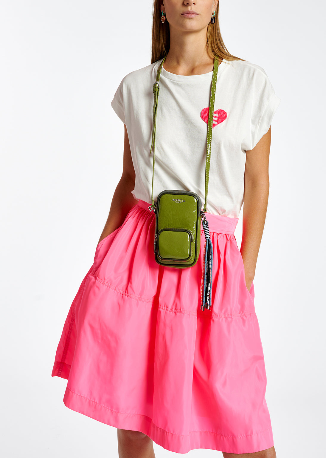 Neonroze midirok met plooien RE—SSENTIEL | Essentiel second hand