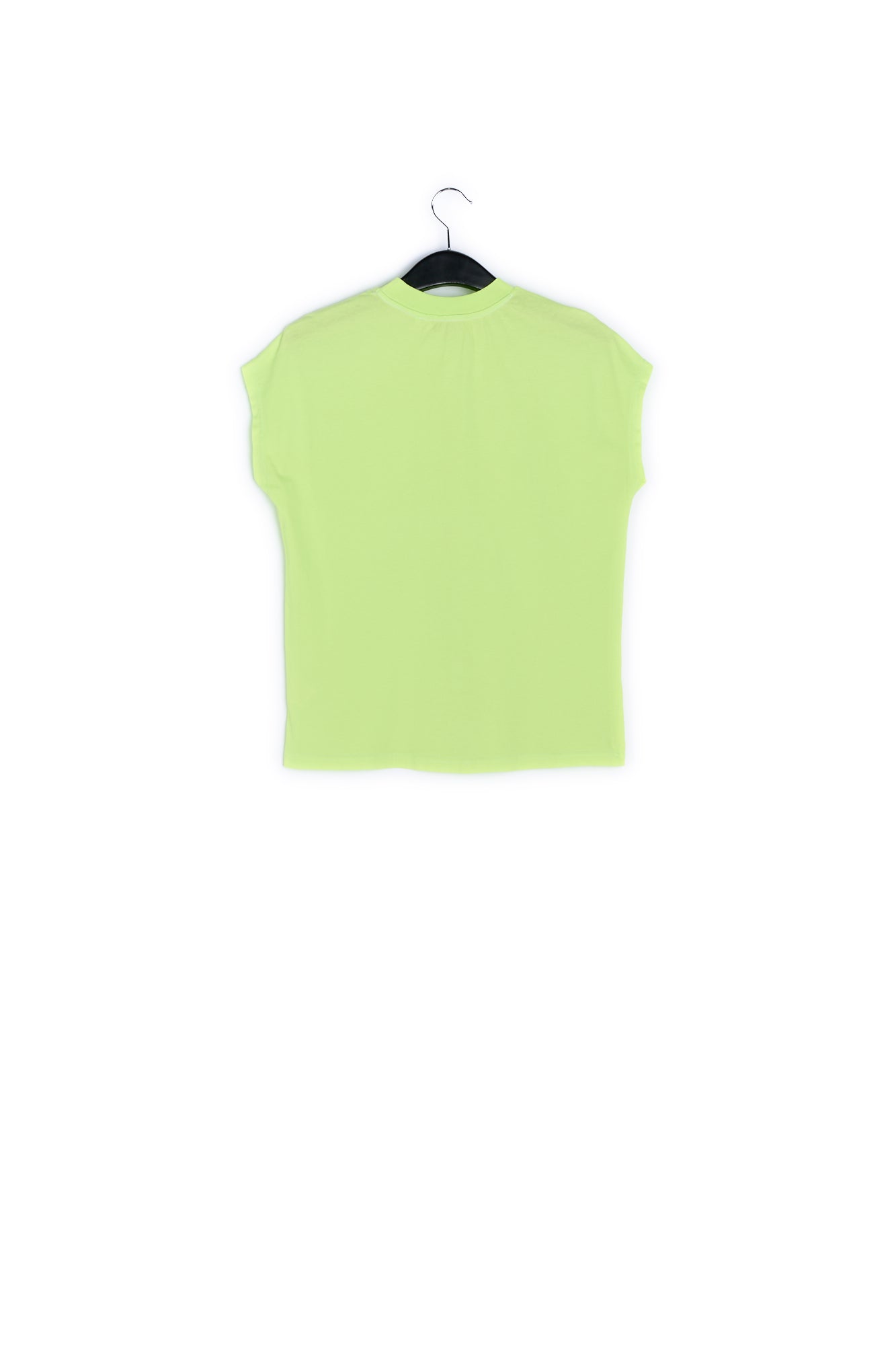 Neon yellow sleeveless cotton t-shirt with logo-print RE—SSENTIEL | Essentiel second hand