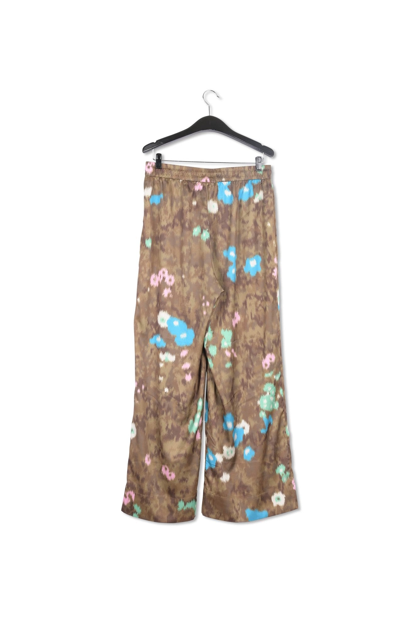Khaki floral print wide-leg pants RE—SSENTIEL | Essentiel second hand