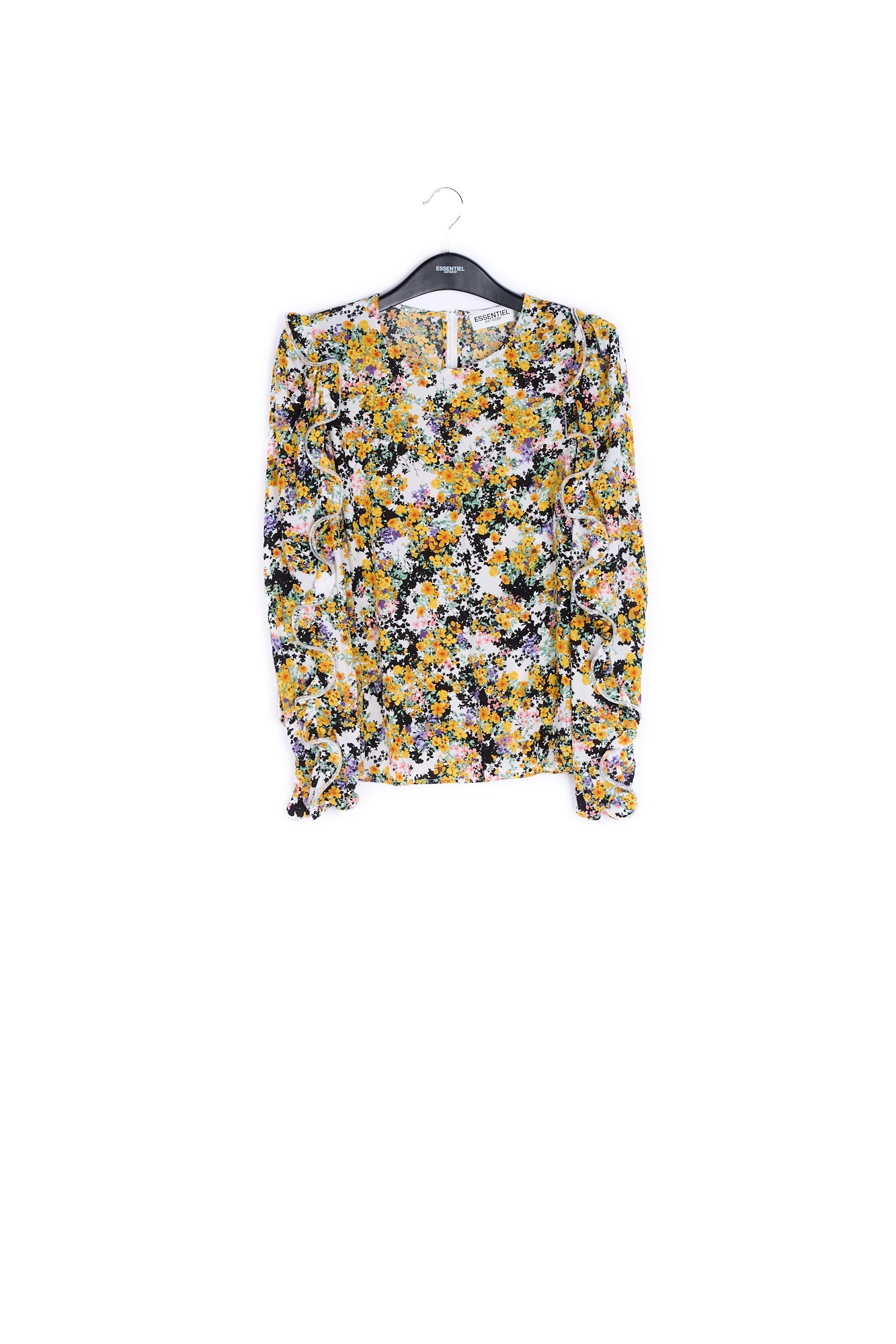 Off-white ruffled floral-print top RE—SSENTIEL | Essentiel second hand