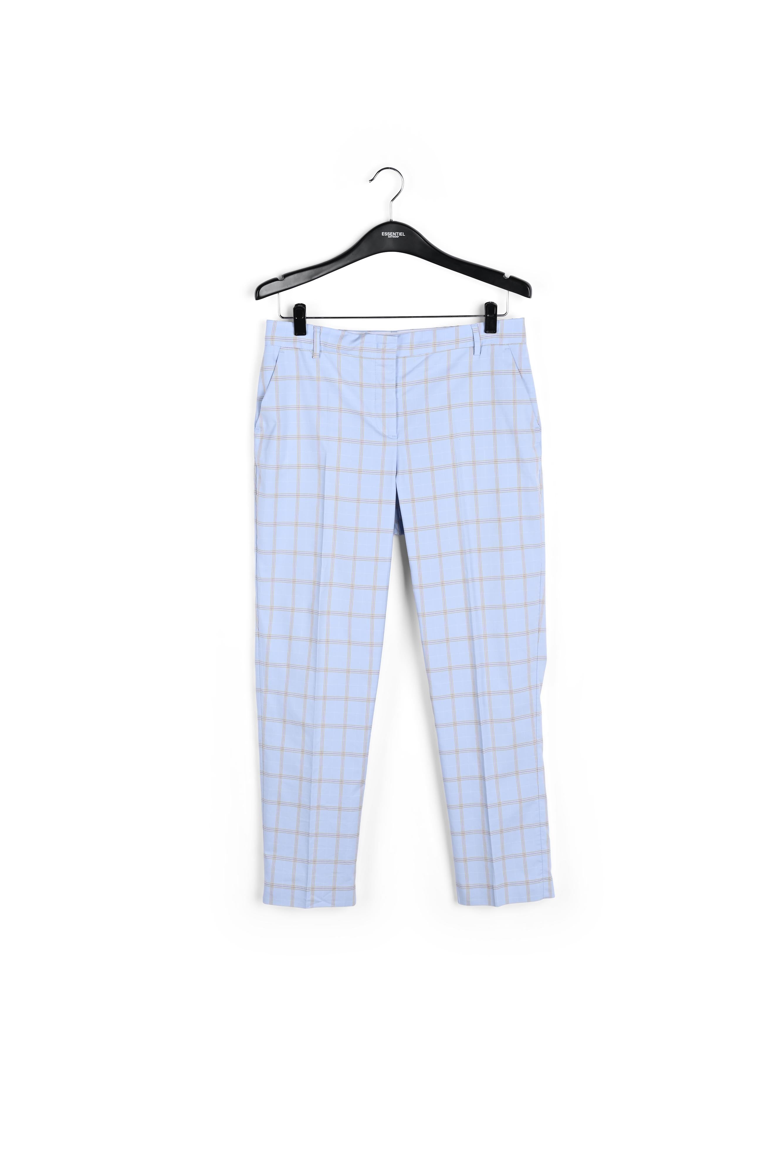 Light blue plaid tailored trousers RE—SSENTIEL | Essentiel second hand