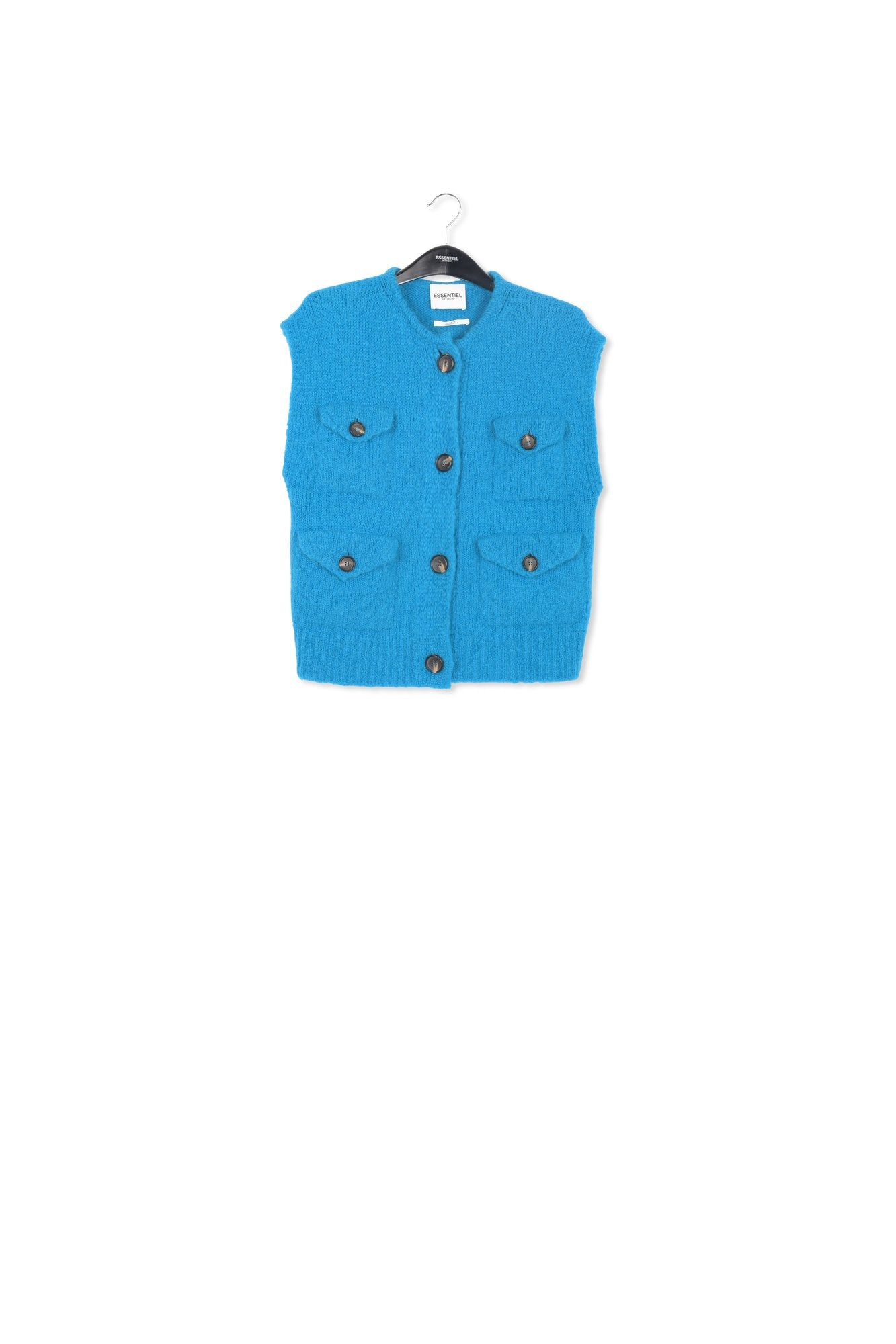 Blue sleeveless mohair-blend cardigan RE—SSENTIEL | Essentiel second hand