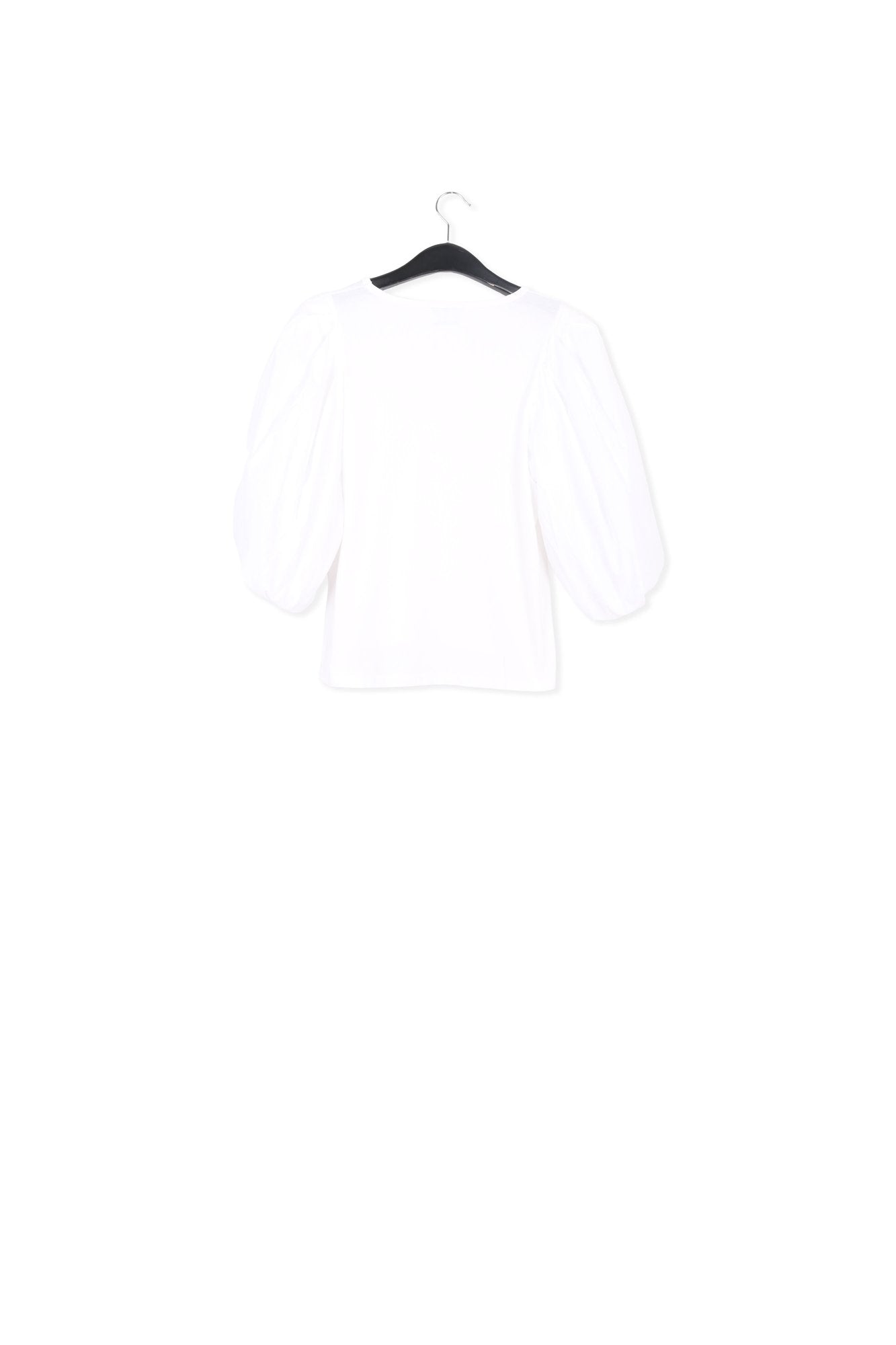 White jersey T-shirt with cotton-poplin sleeves RE—SSENTIEL | Essentiel second hand