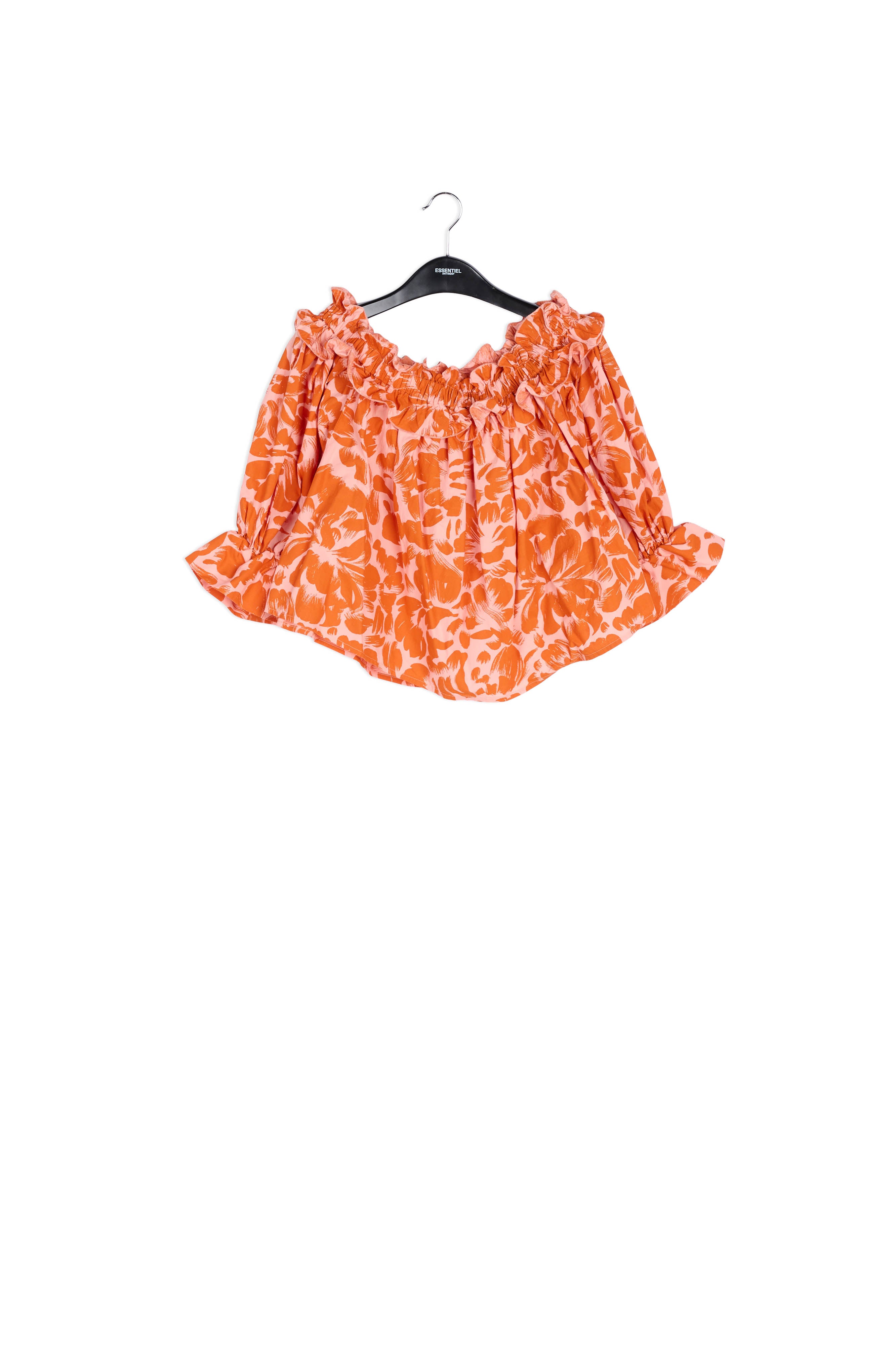 Yellow and white tropical print off-the-shoulder top RE—SSENTIEL | Essentiel second hand