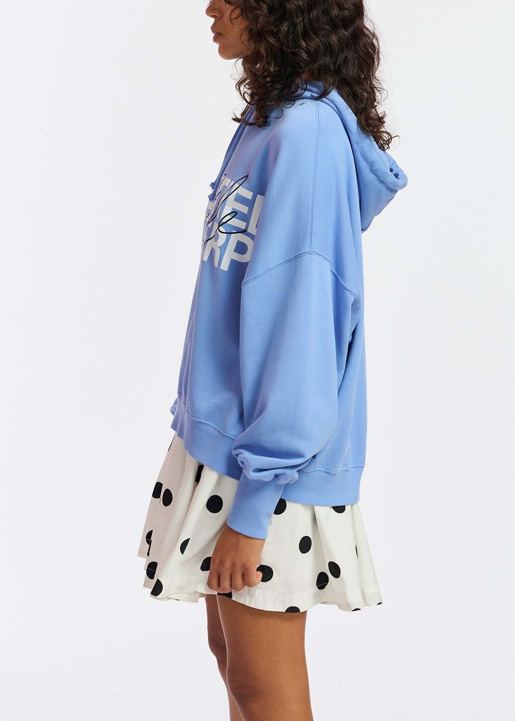 Blue organic cotton-jersey hoodie with logo print RE—SSENTIEL | Essentiel second hand