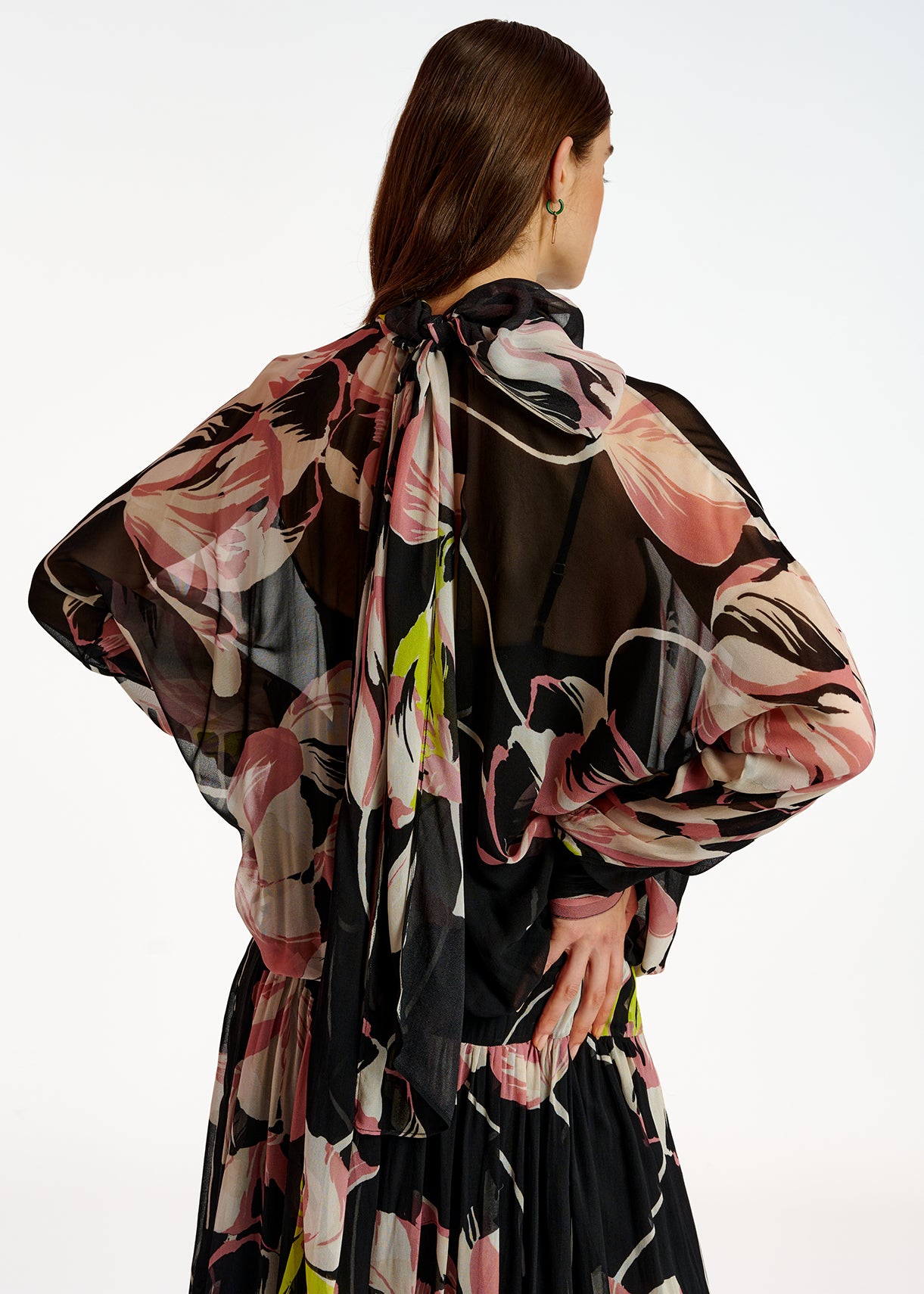 Black floral-print voluminous maxi dress RE—SSENTIEL | Essentiel second hand