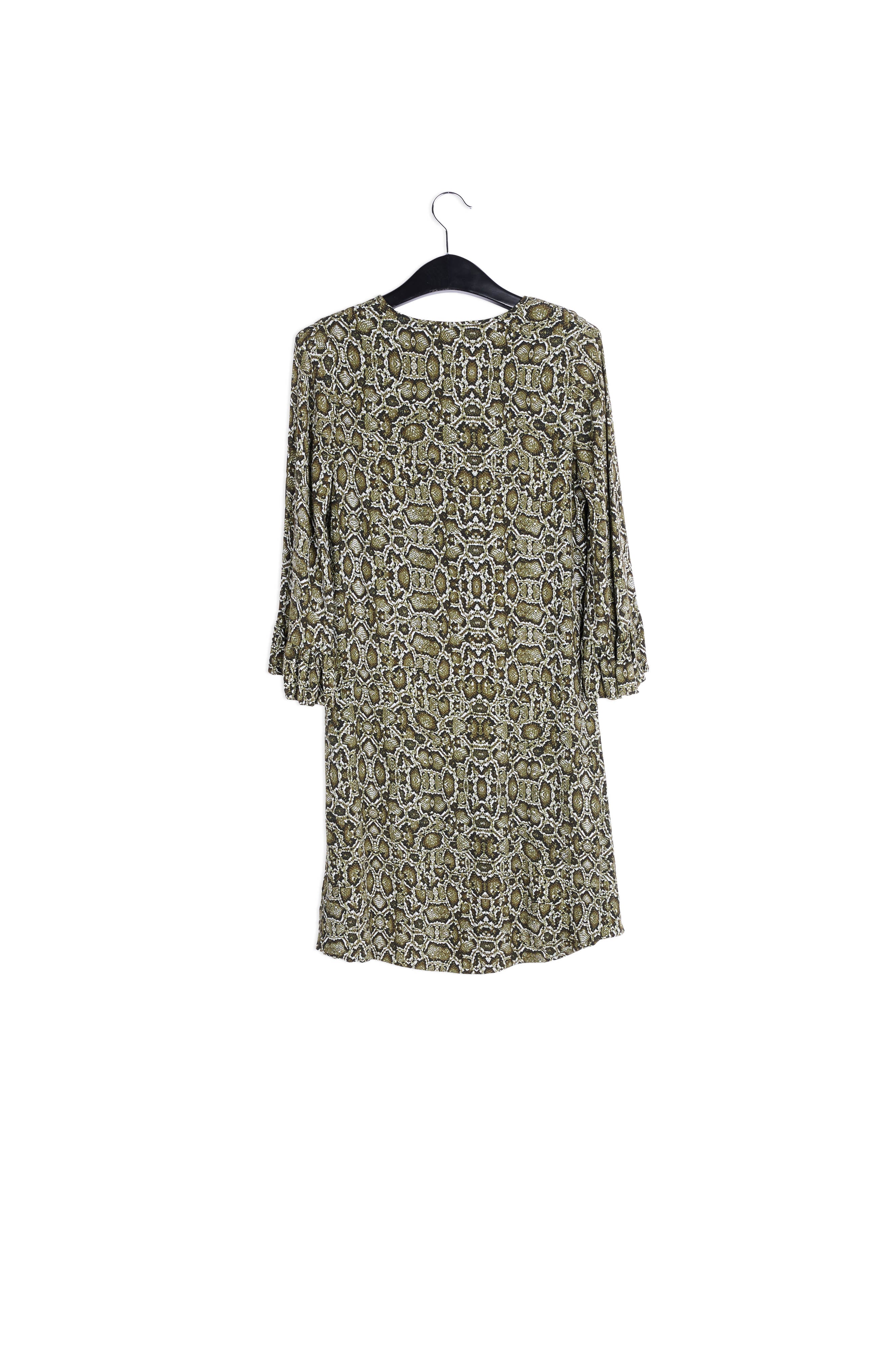 Kakigroene mini-jurk met slangenprint RE—SSENTIEL | Essentiel second hand